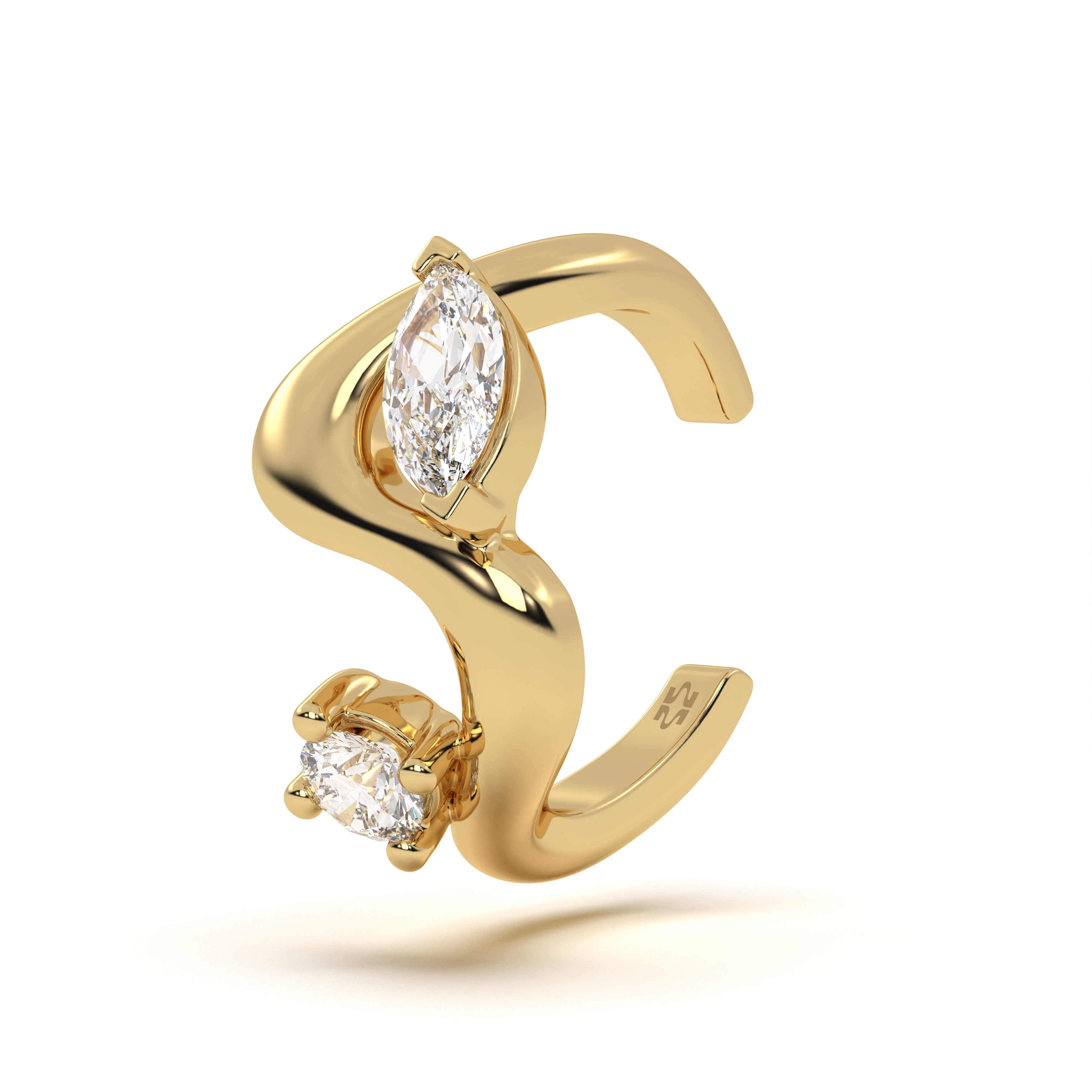 Marquise Diamond Leher Earcuff