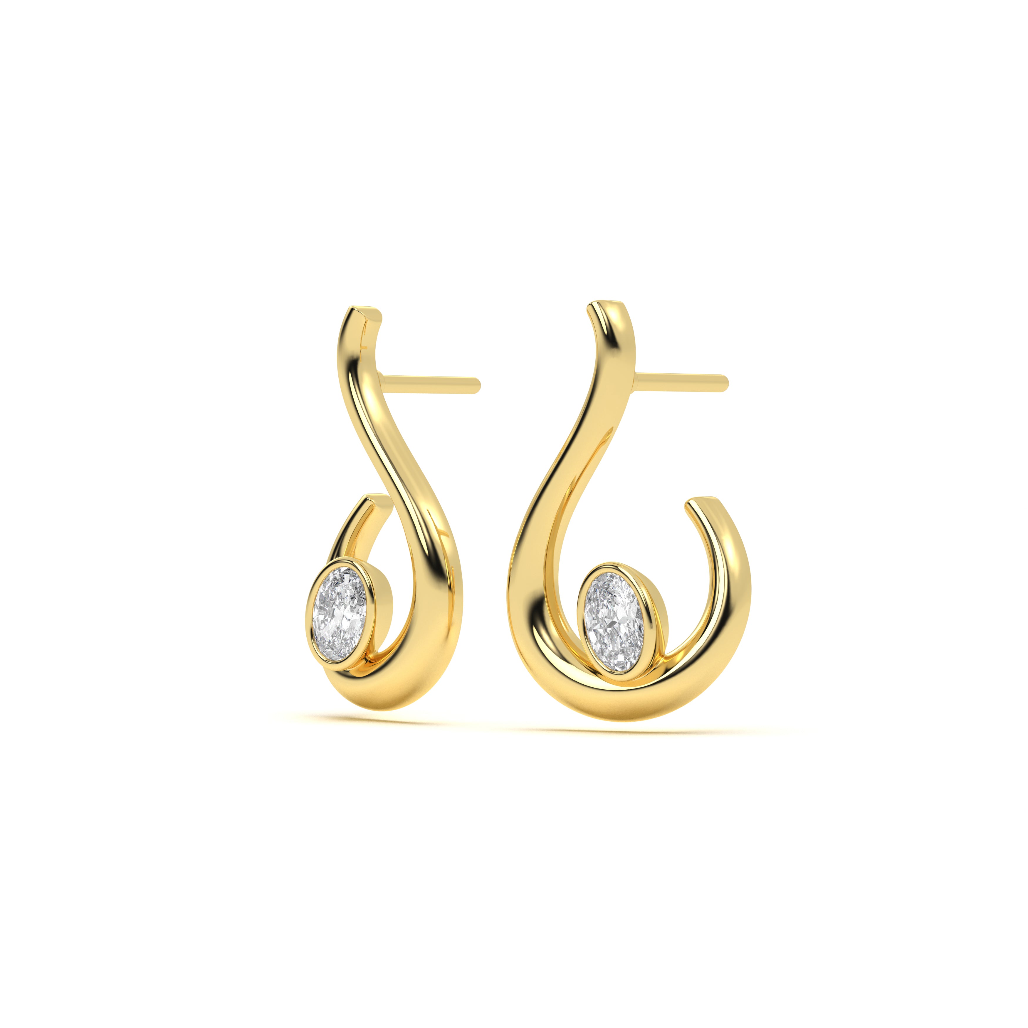 Oval Diamond Leher Hoops