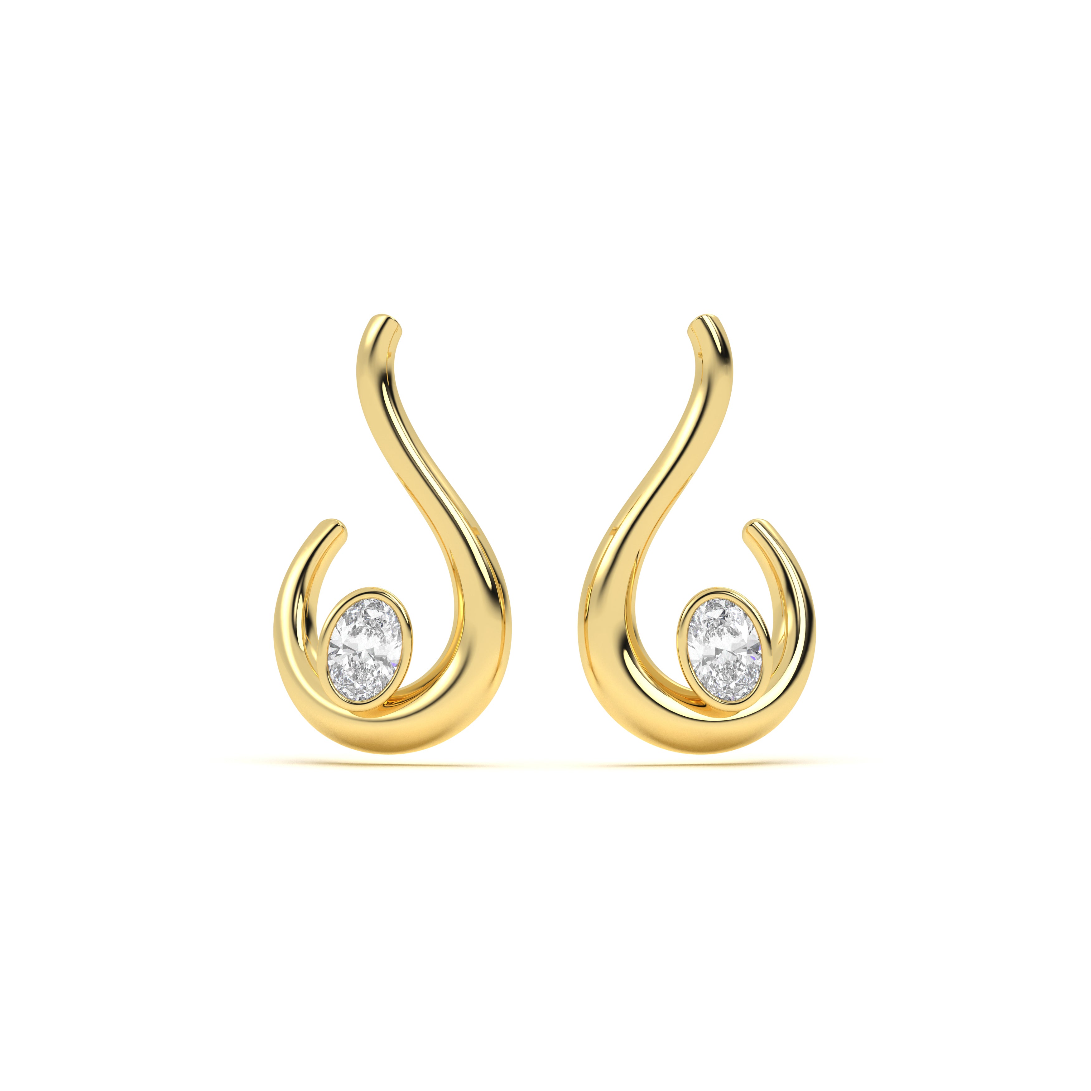 Oval Diamond Leher Hoops