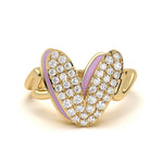 Mija Enamel 'V' Ring 