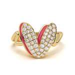 Mija Enamel 'V' Ring 