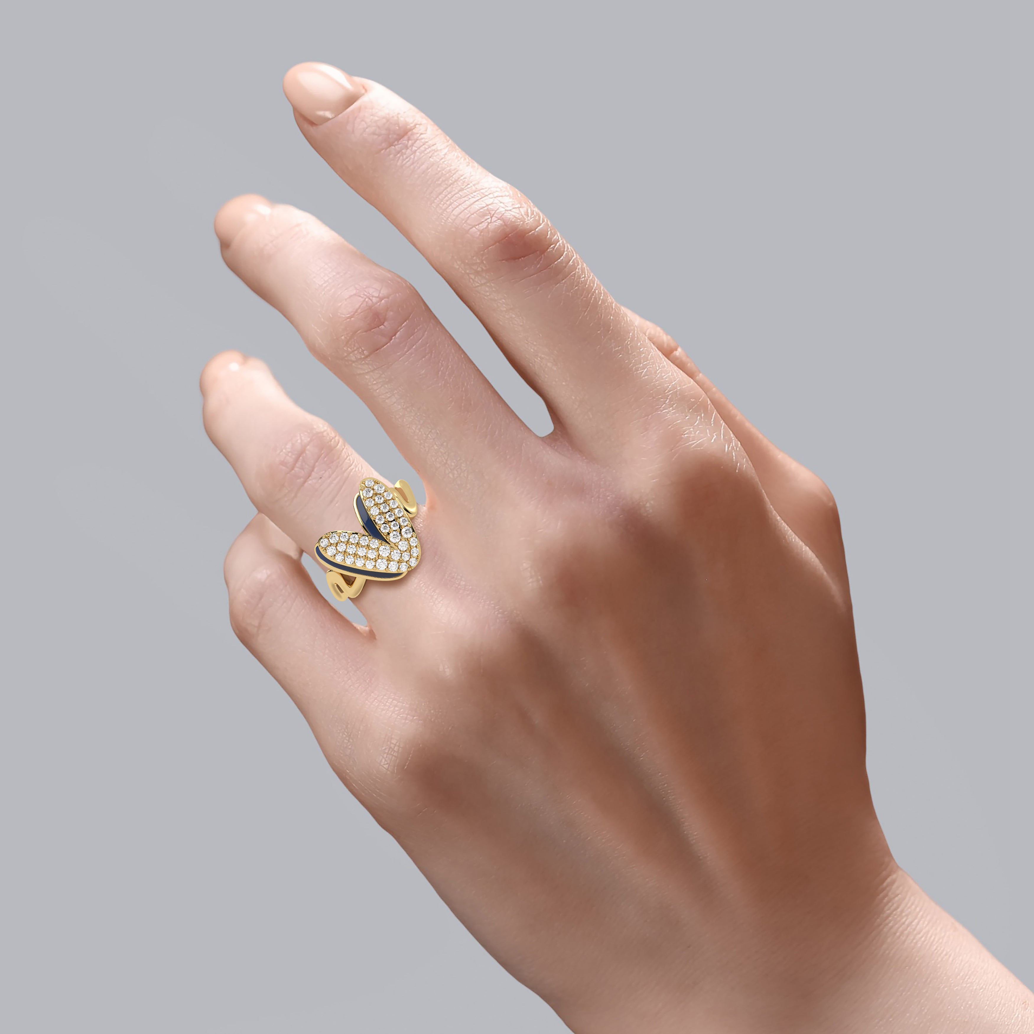 Mija Enamel 'V' Ring 