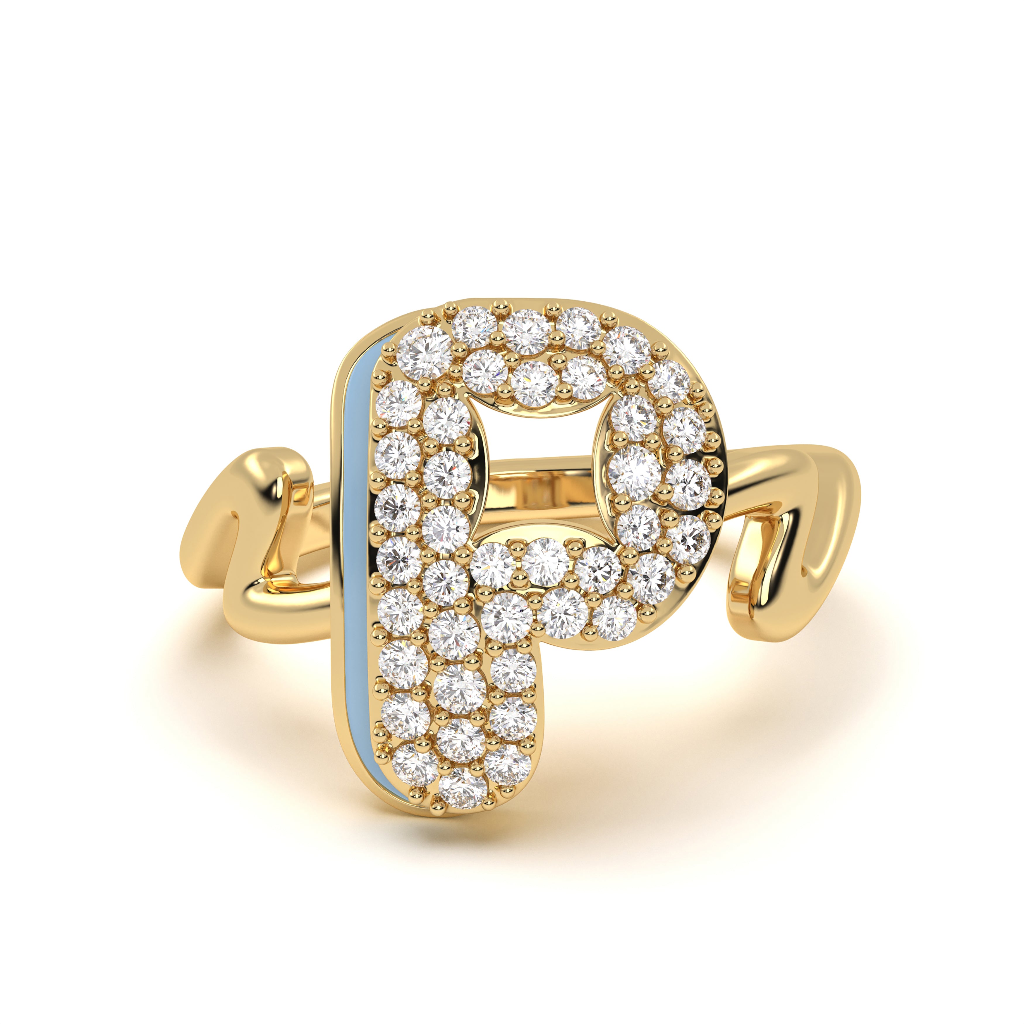 Mija Enamel 'P' Ring 