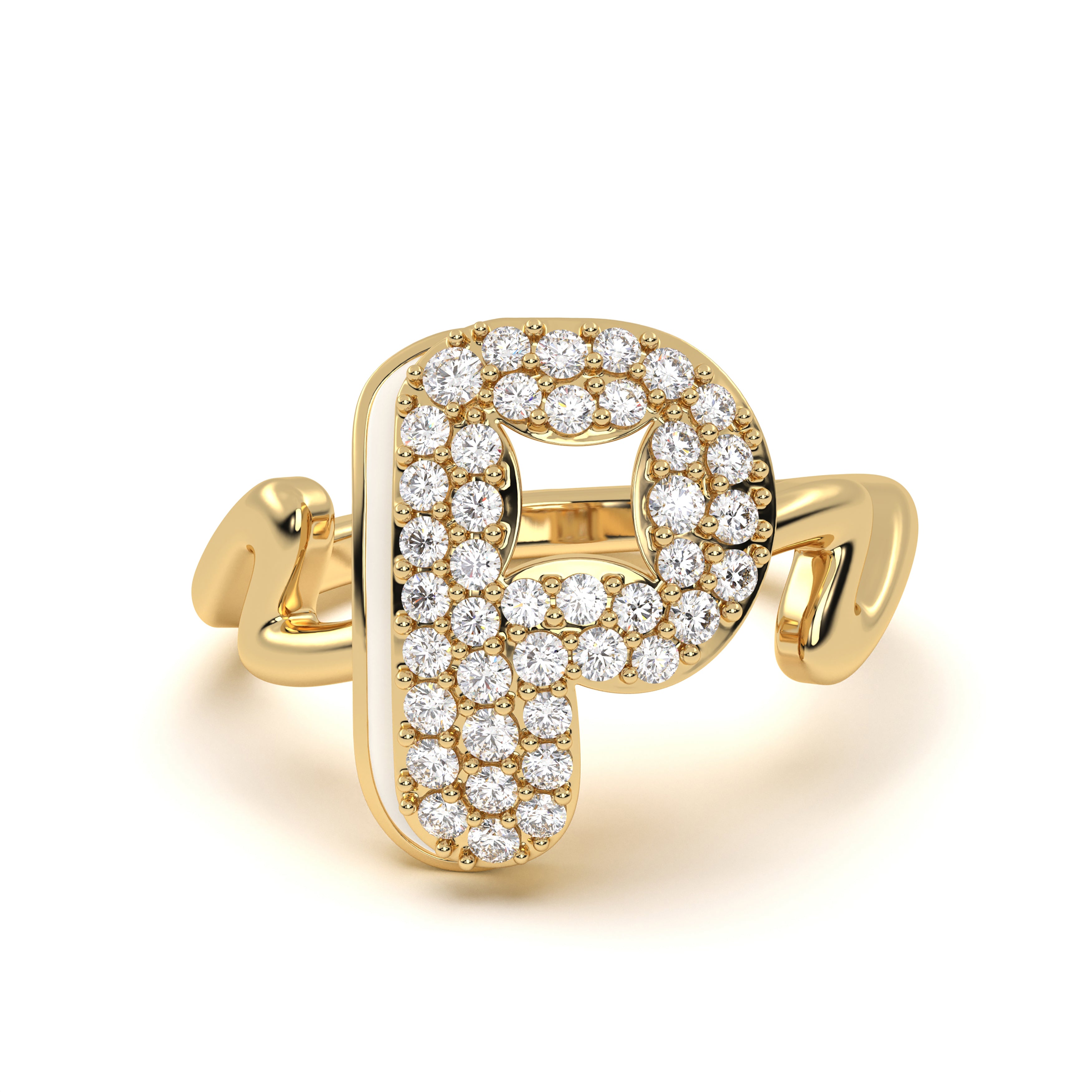 Mija Enamel 'P' Ring 