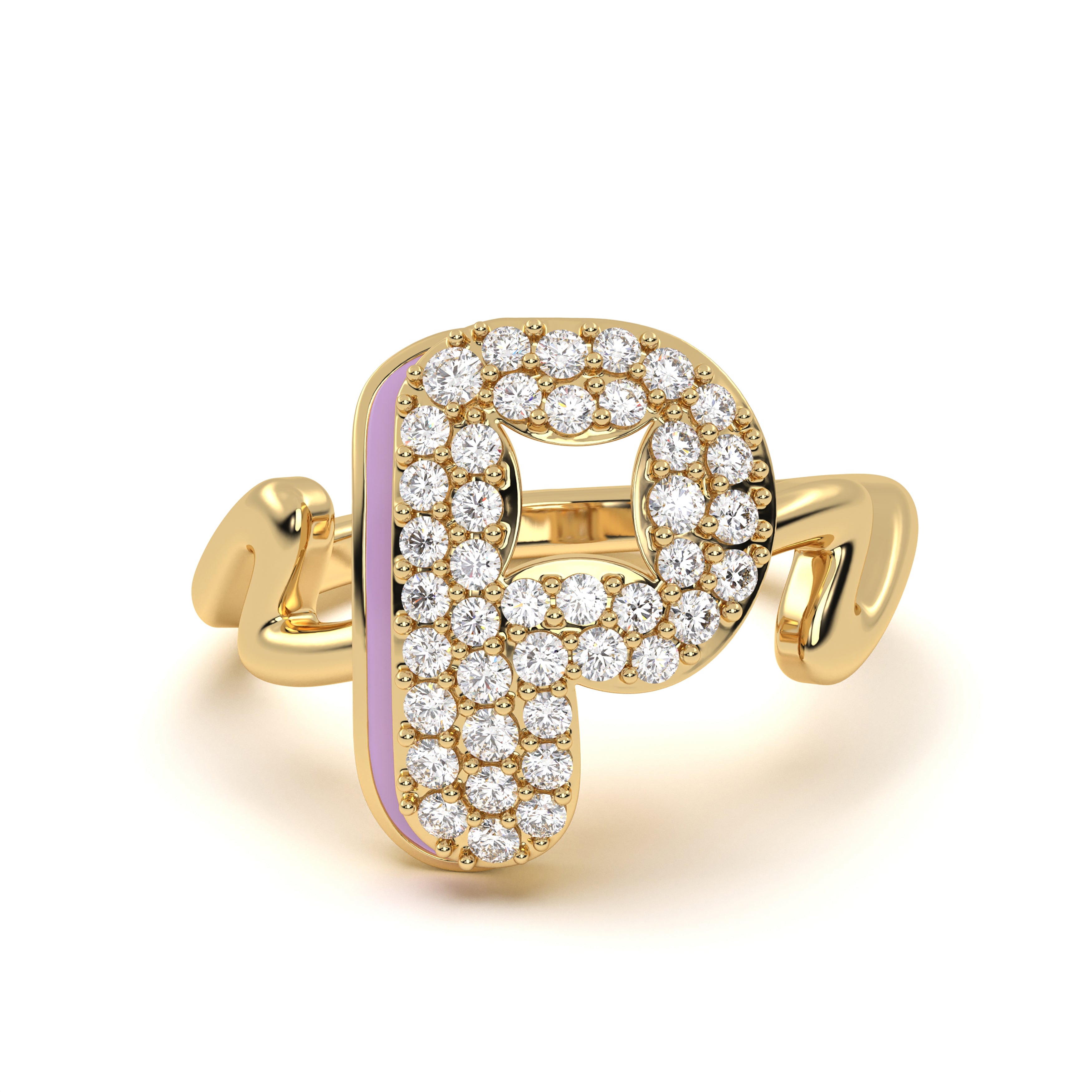 Mija Enamel 'P' Ring 