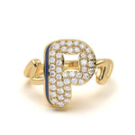 Mija Enamel 'P' Ring 