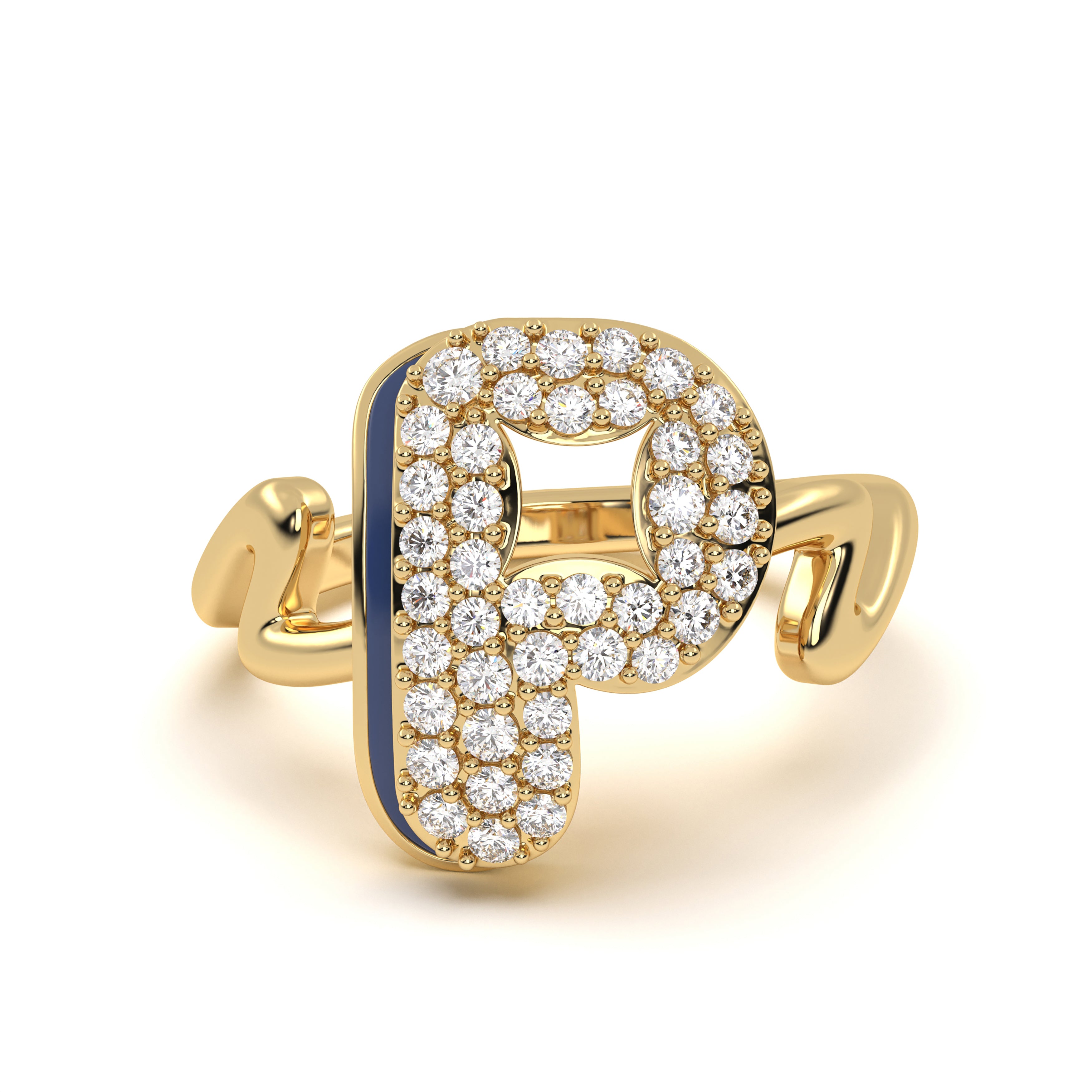 Mija Enamel 'P' Ring 