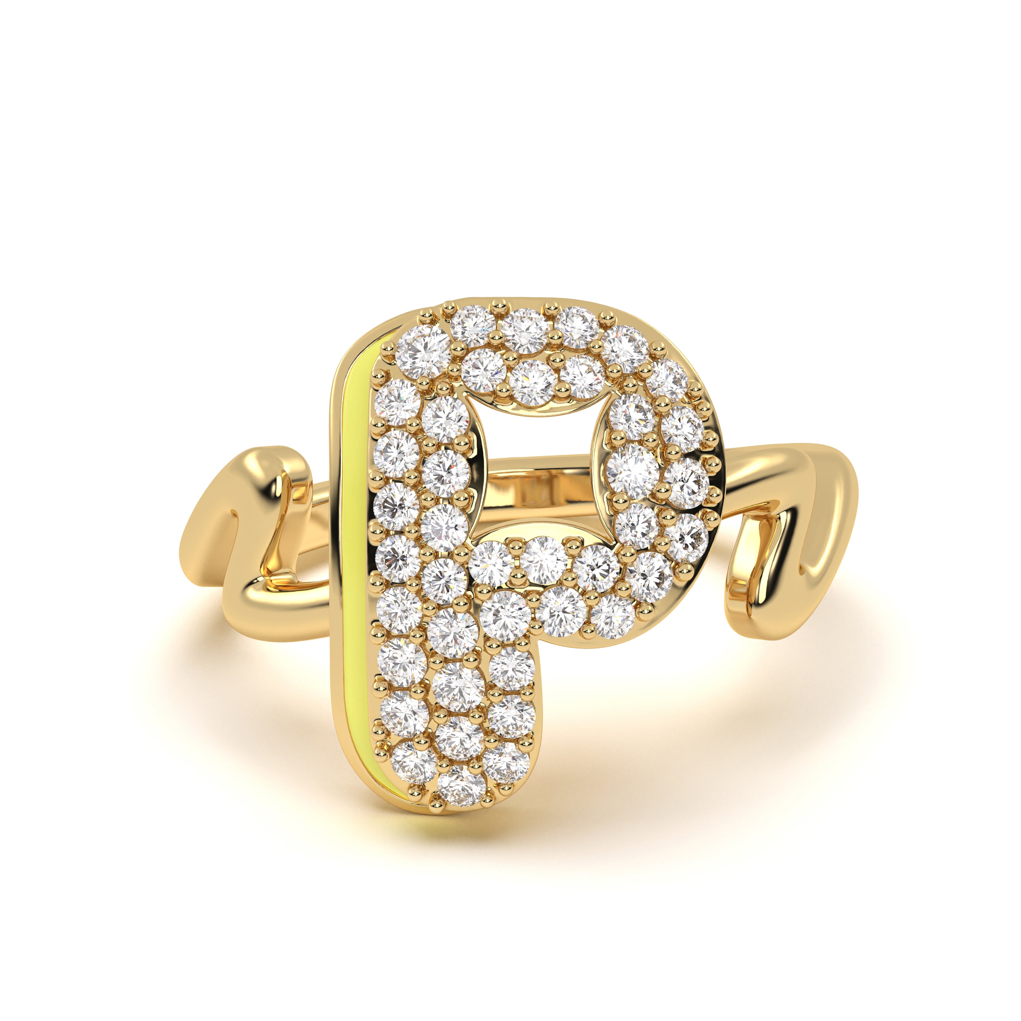 Mija Enamel 'P' Ring 