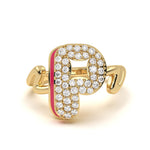 Mija Enamel 'P' Ring 