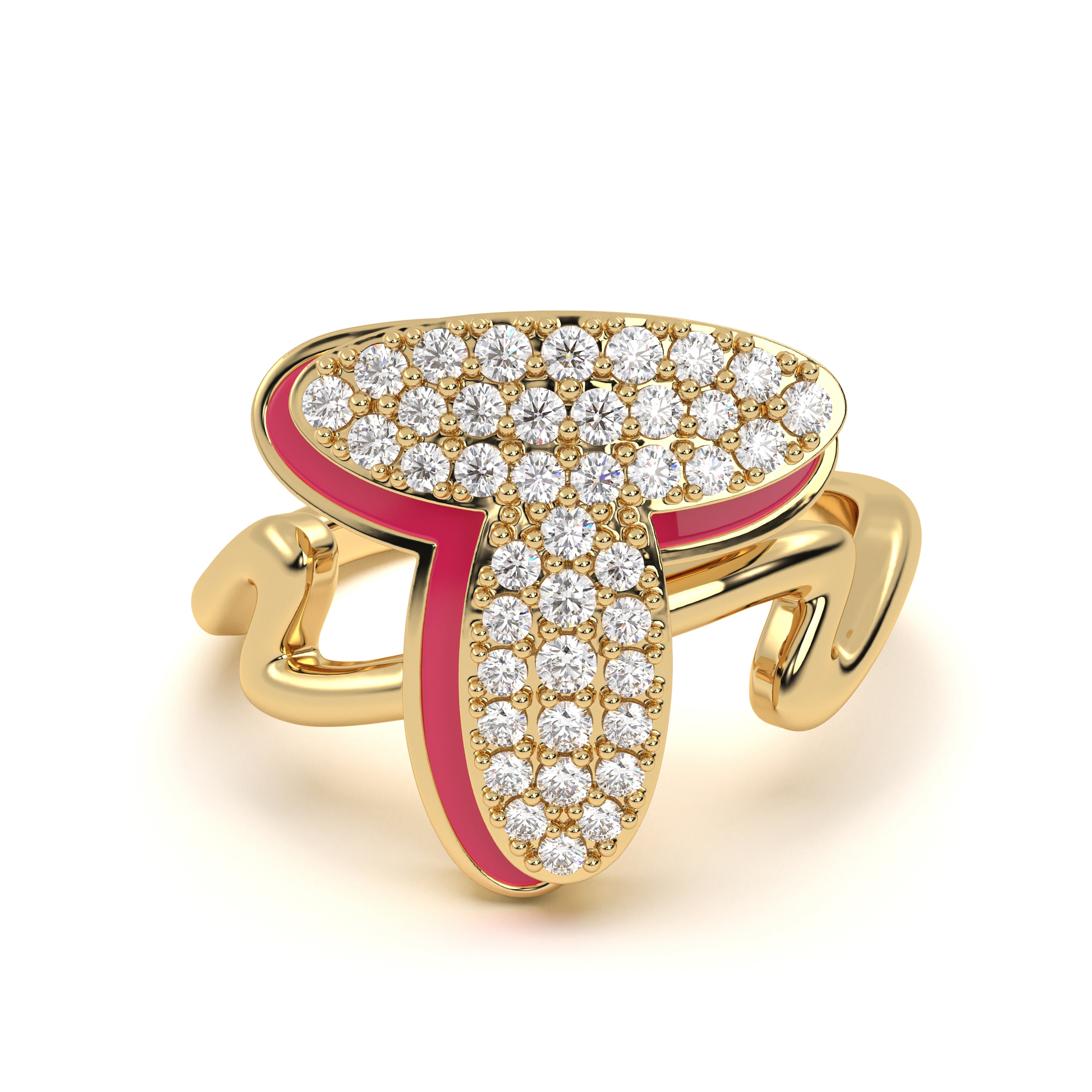 Mija Enamel 'T' Ring 
