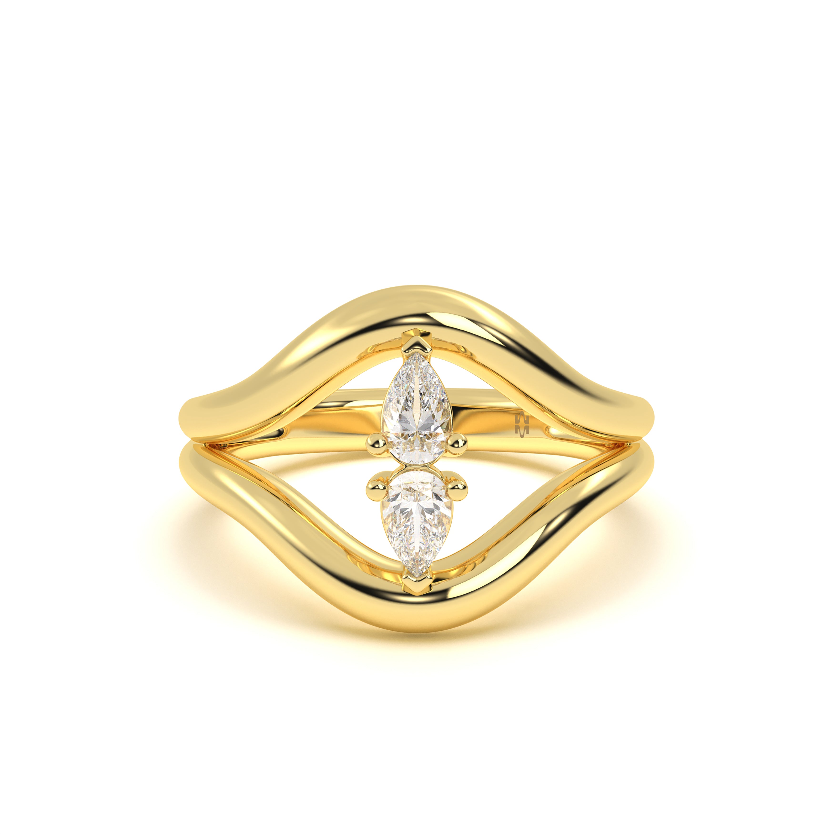Twincrest Diamond Leher Ring