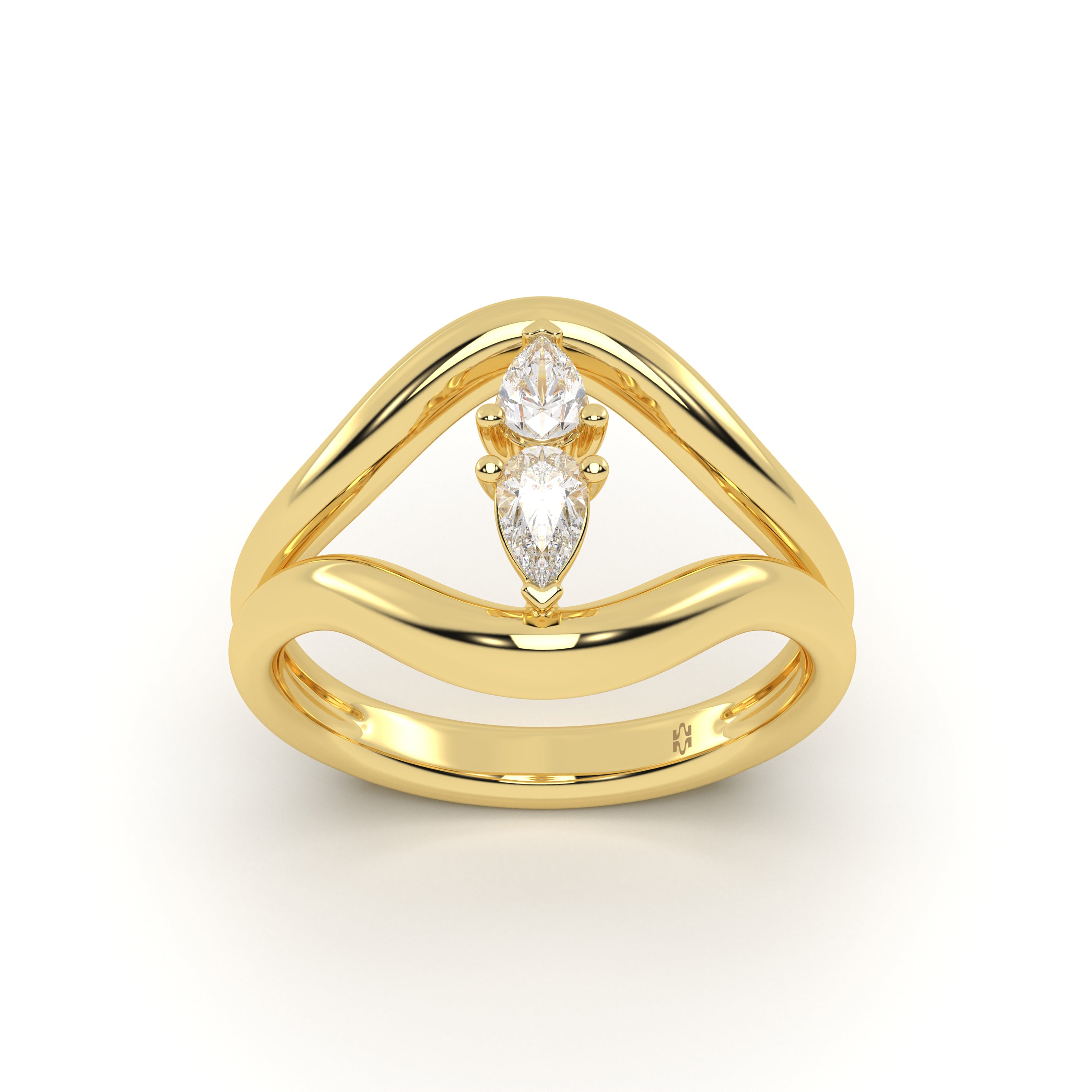 Twincrest Diamond Leher Ring
