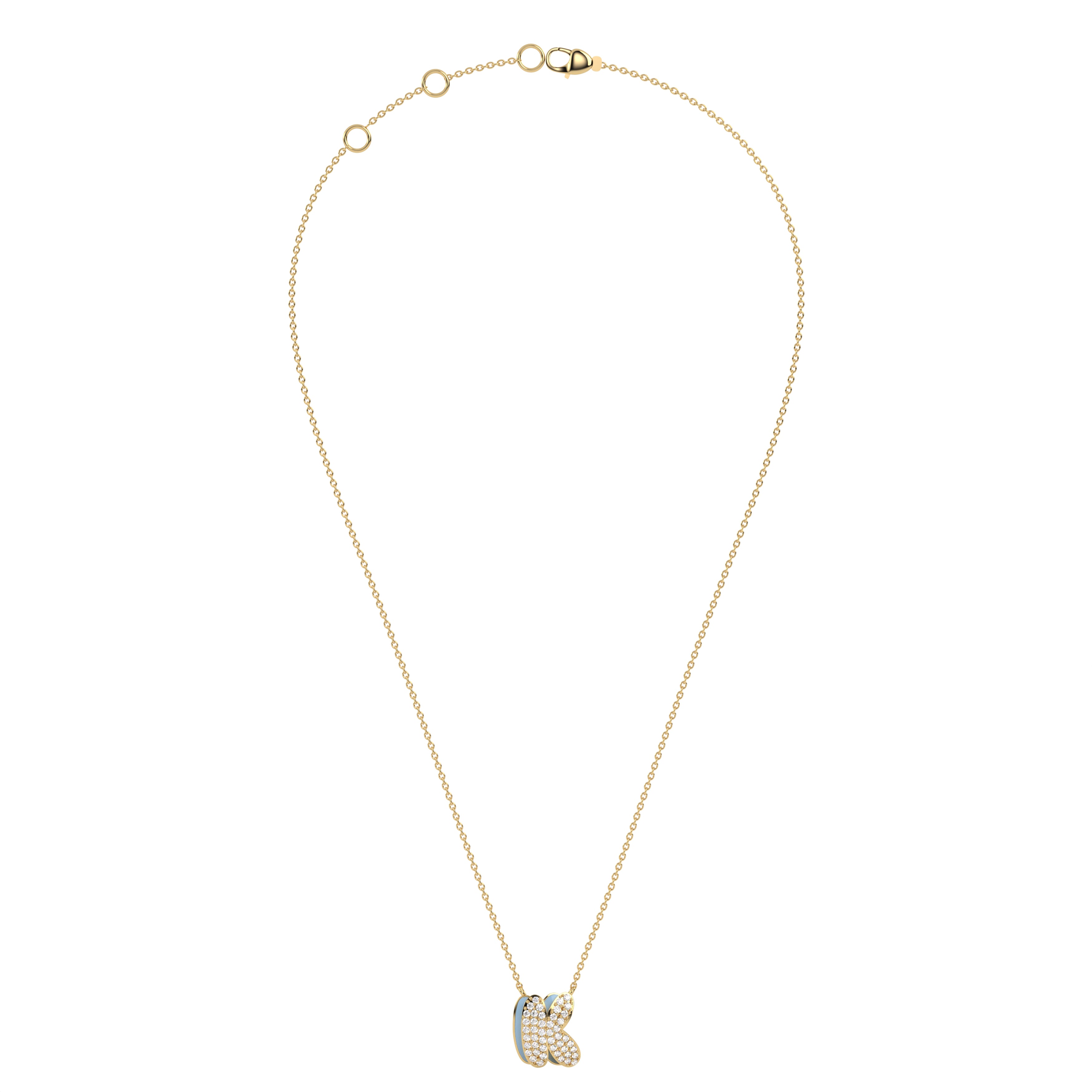 ‘K’ Diamond Enamel Pendant