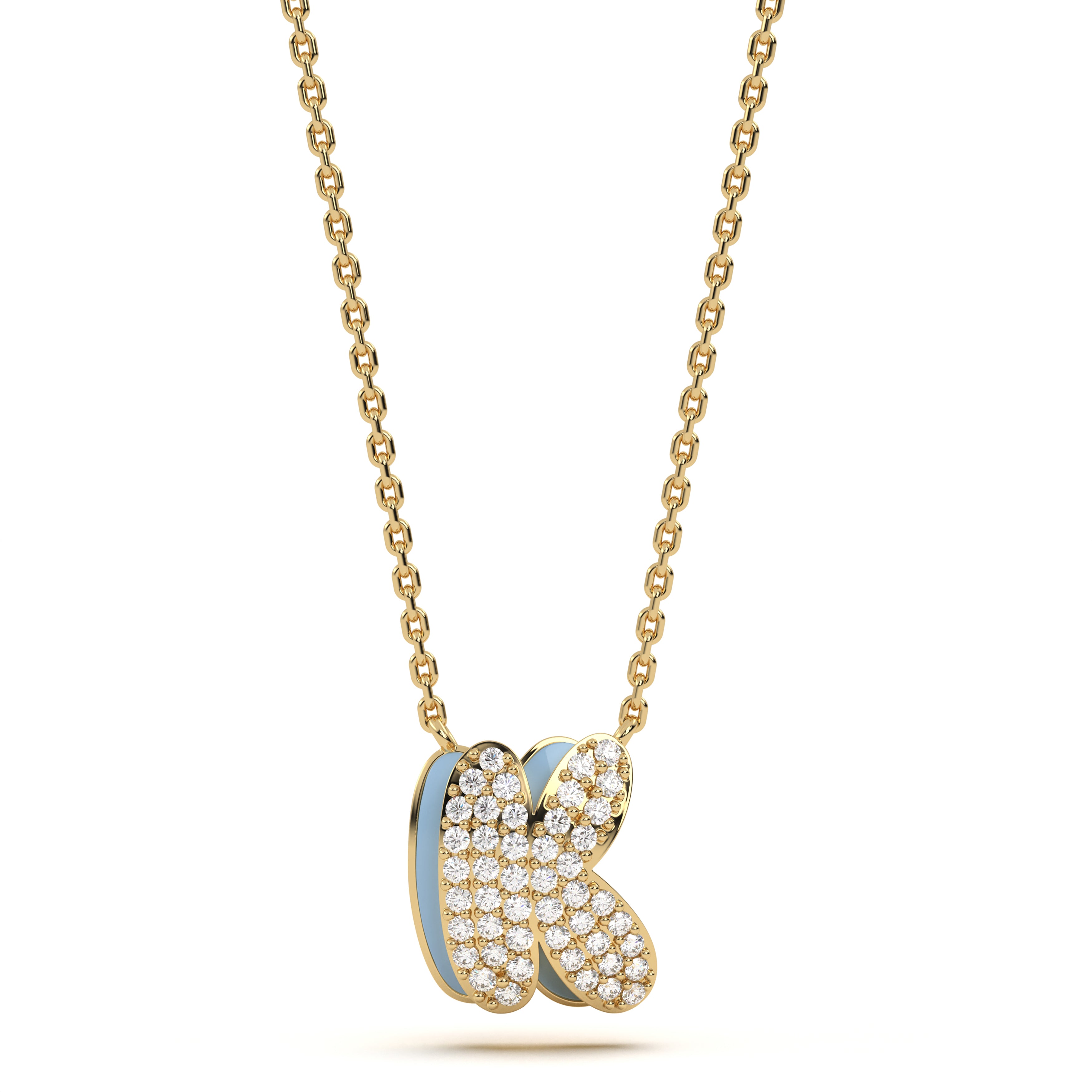 ‘K’ Diamond Enamel Pendant