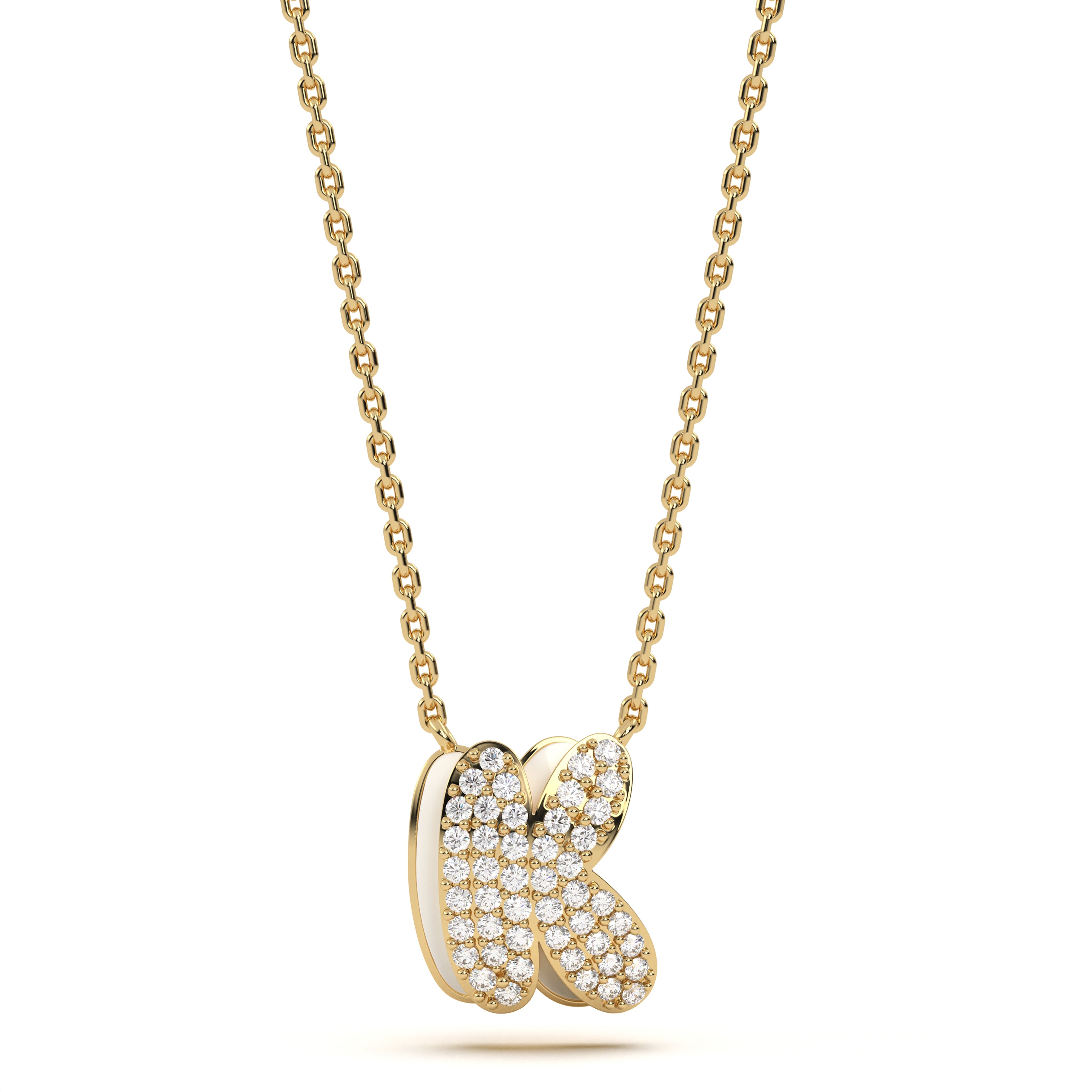 ‘K’ Diamond Enamel Pendant