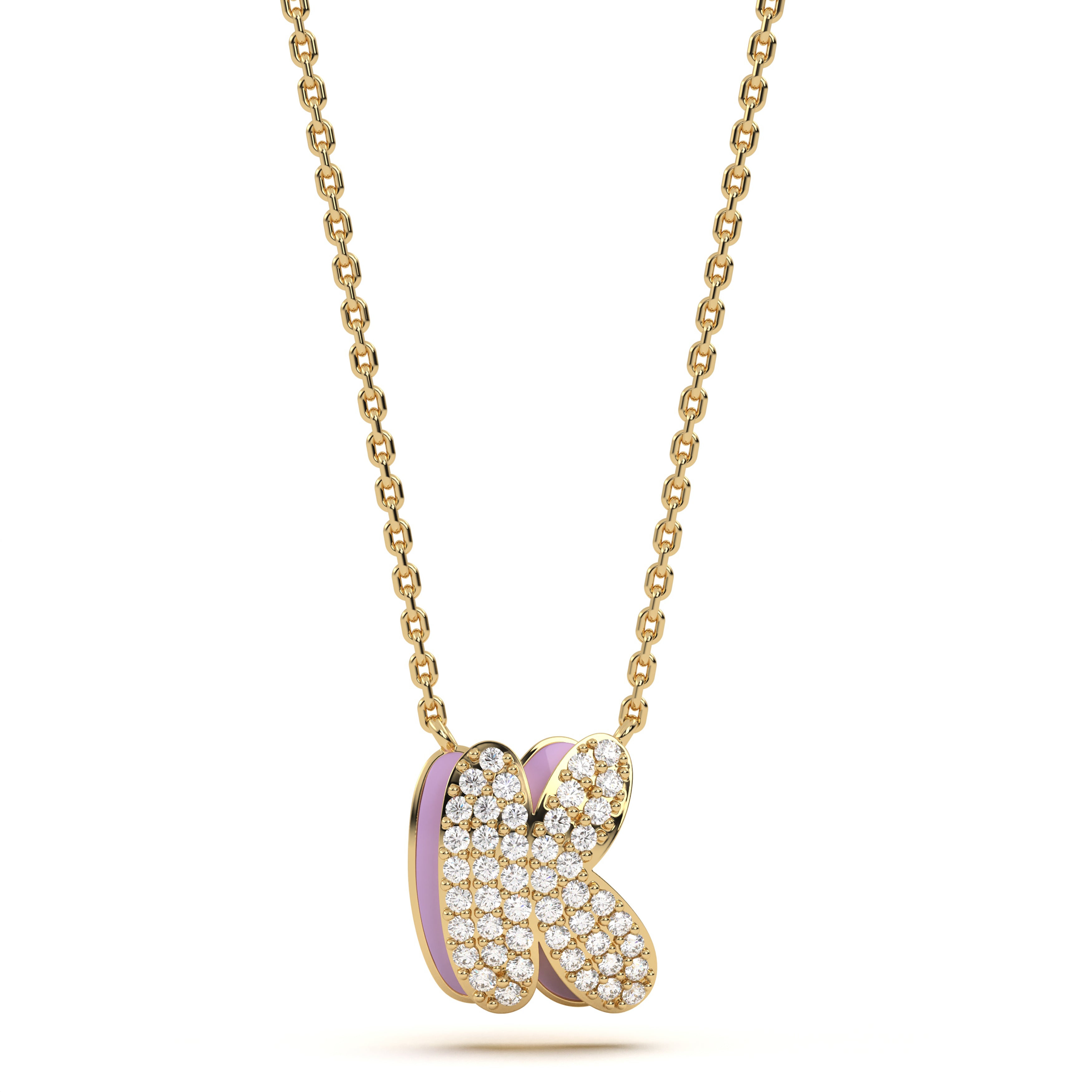 ‘K’ Diamond Enamel Pendant