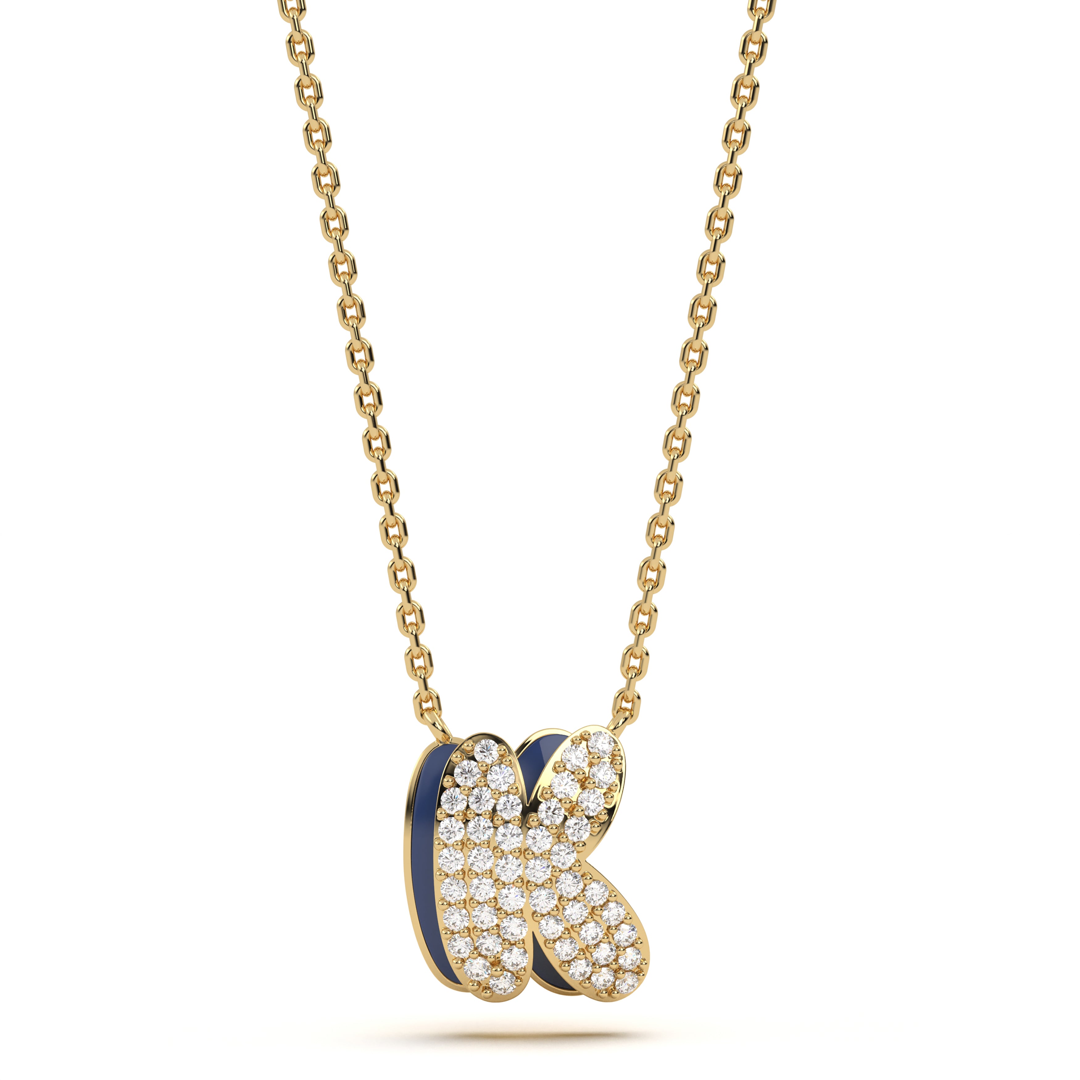 ‘K’ Diamond Enamel Pendant