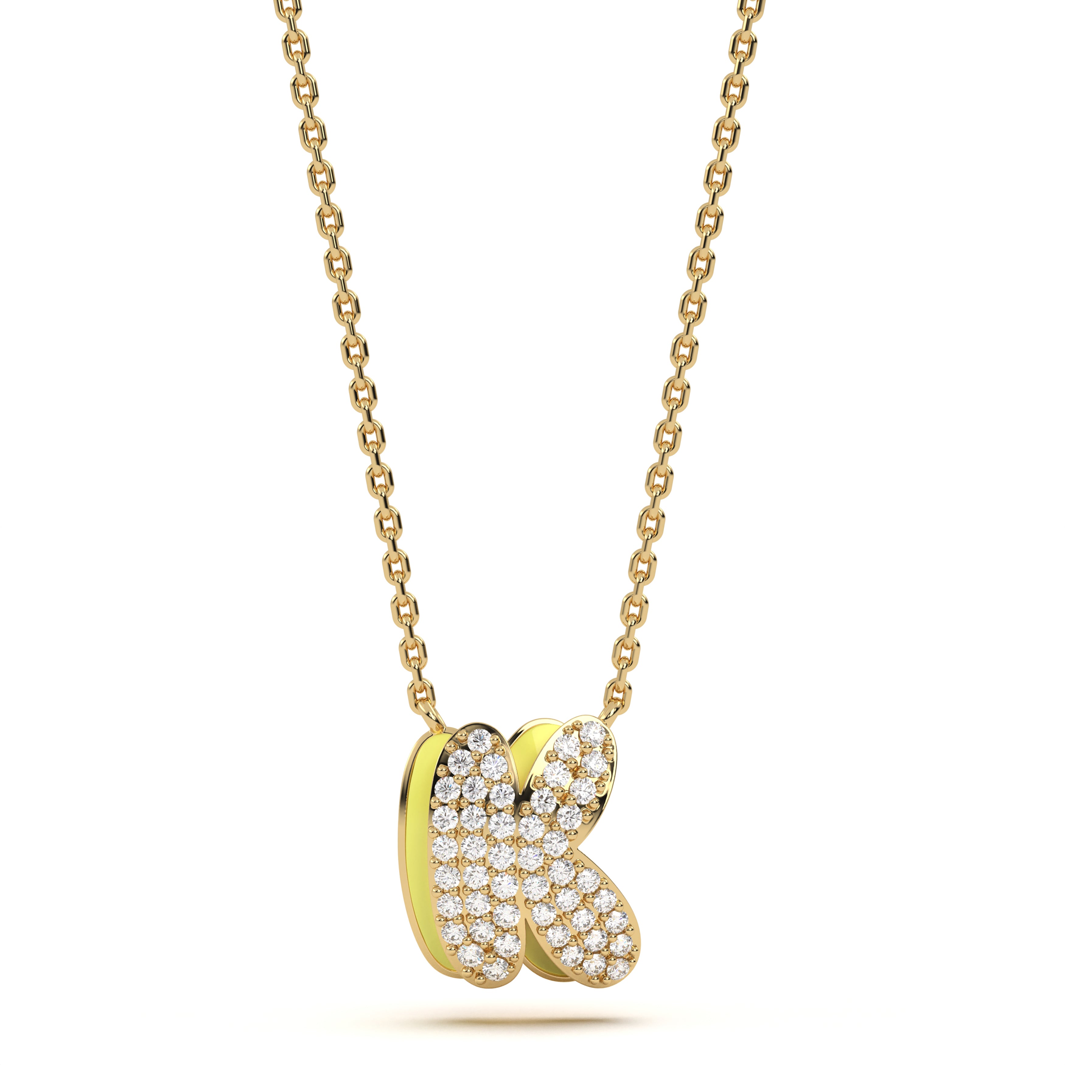 ‘K’ Diamond Enamel Pendant