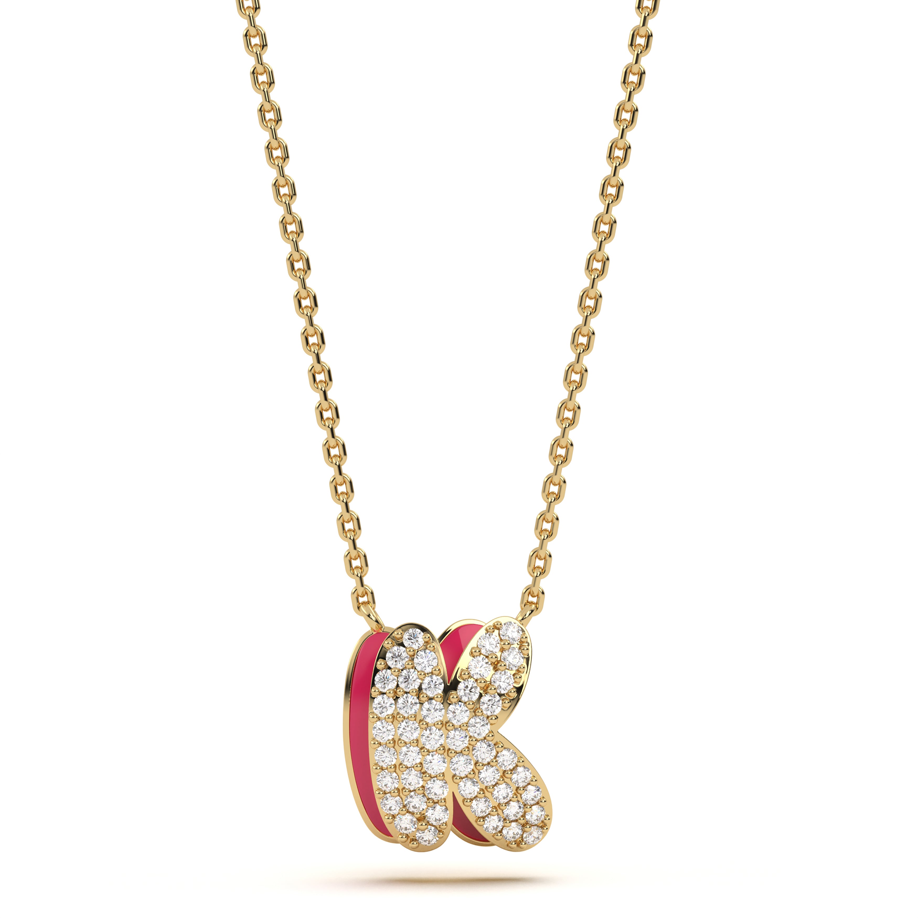 ‘K’ Diamond Enamel Pendant