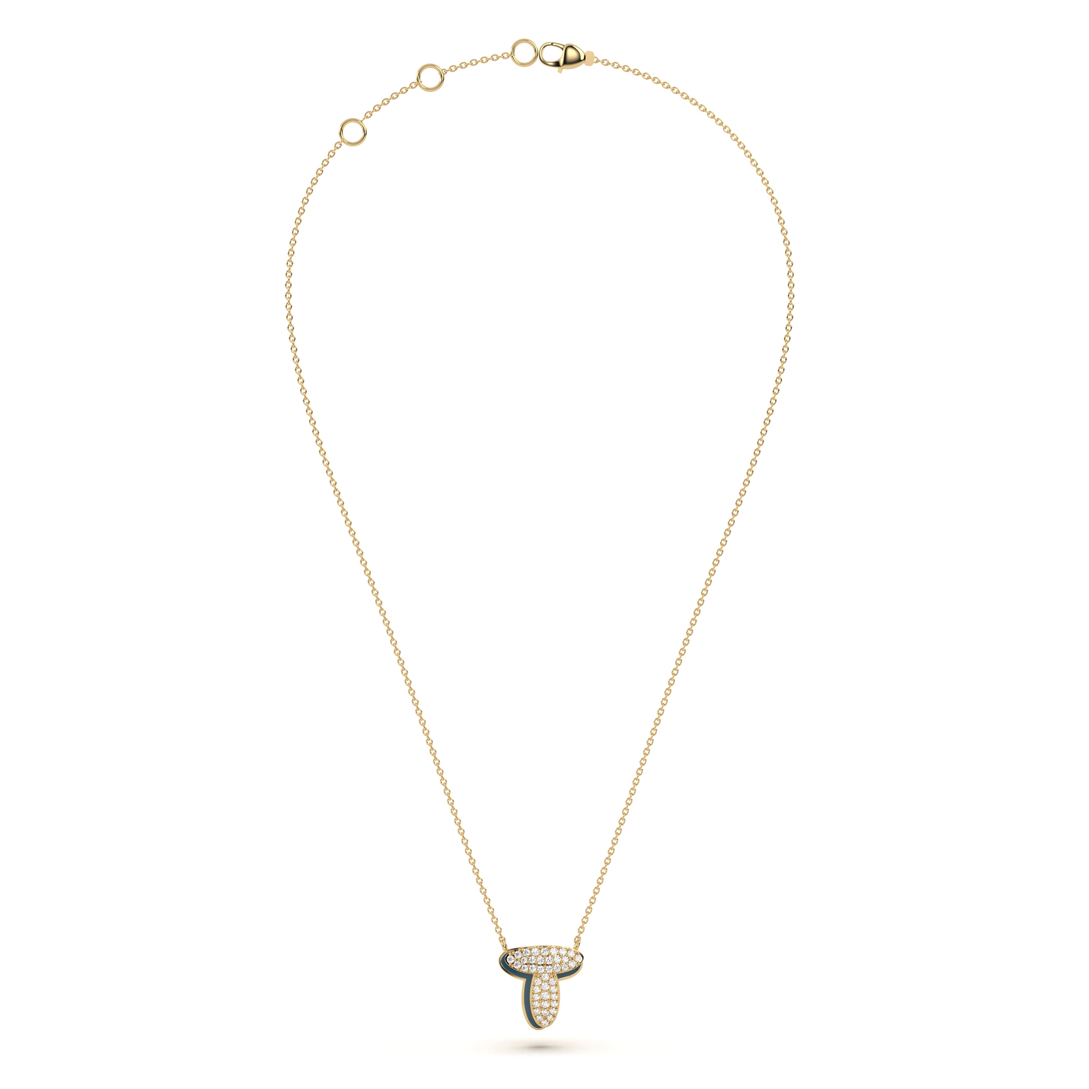 ‘T’ Diamond Enamel Pendant