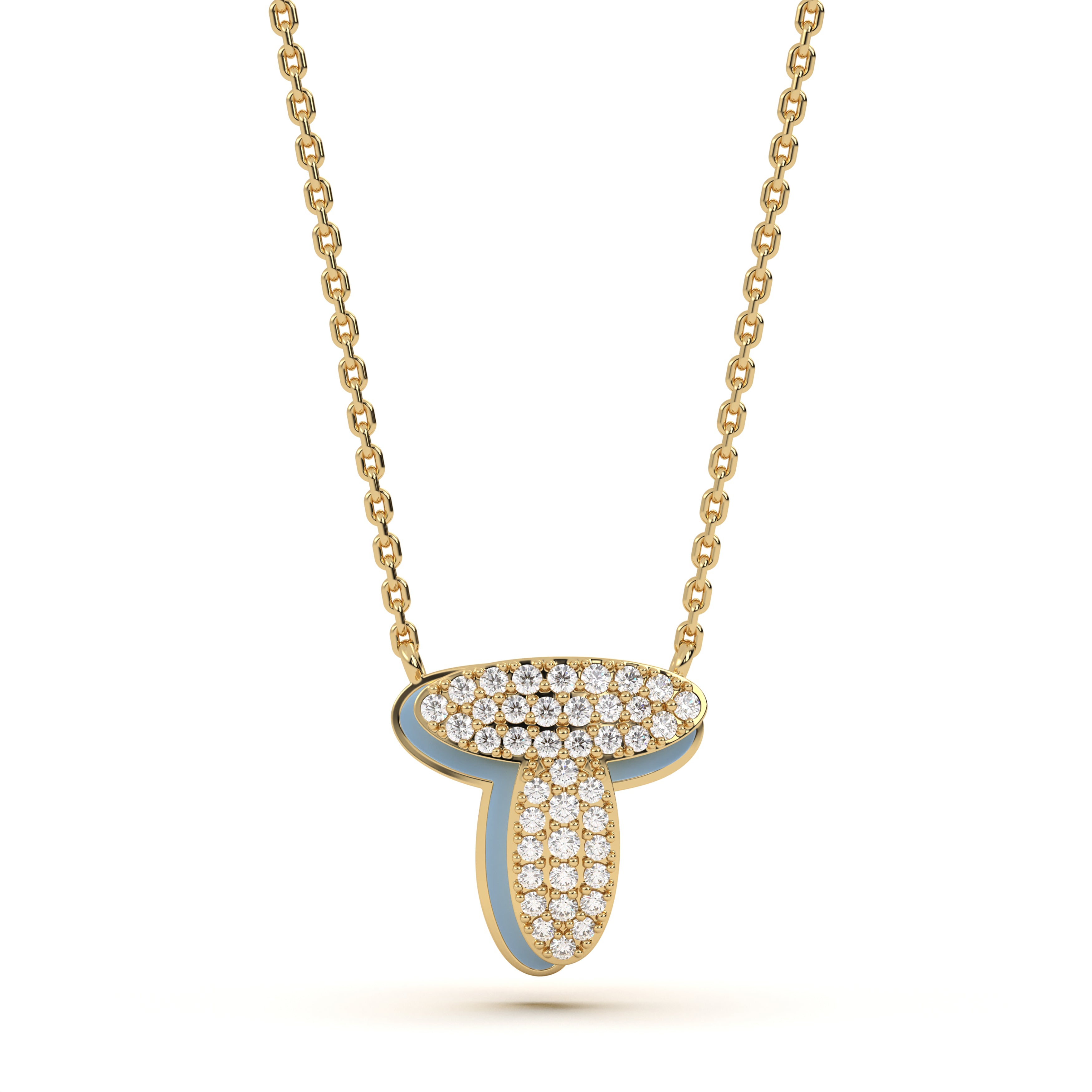 ‘T’ Diamond Enamel Pendant