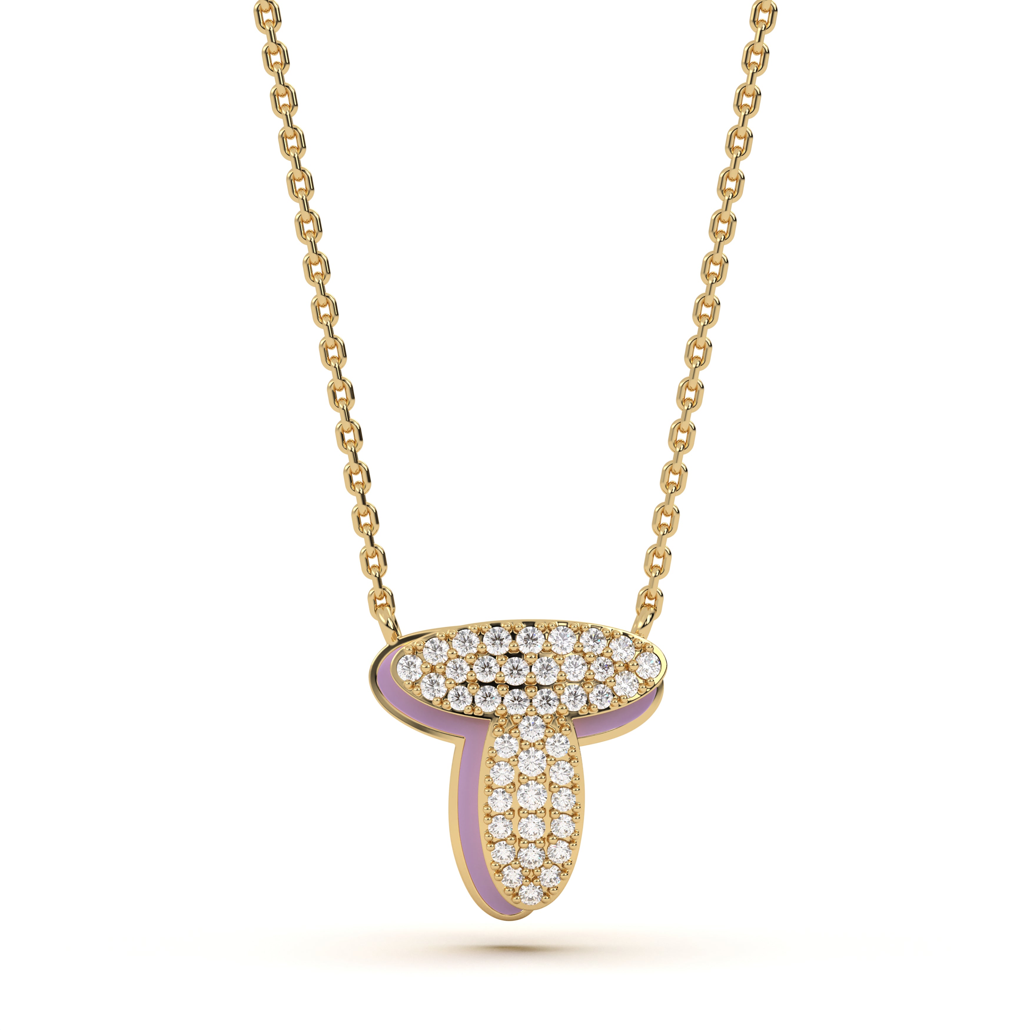 ‘T’ Diamond Enamel Pendant
