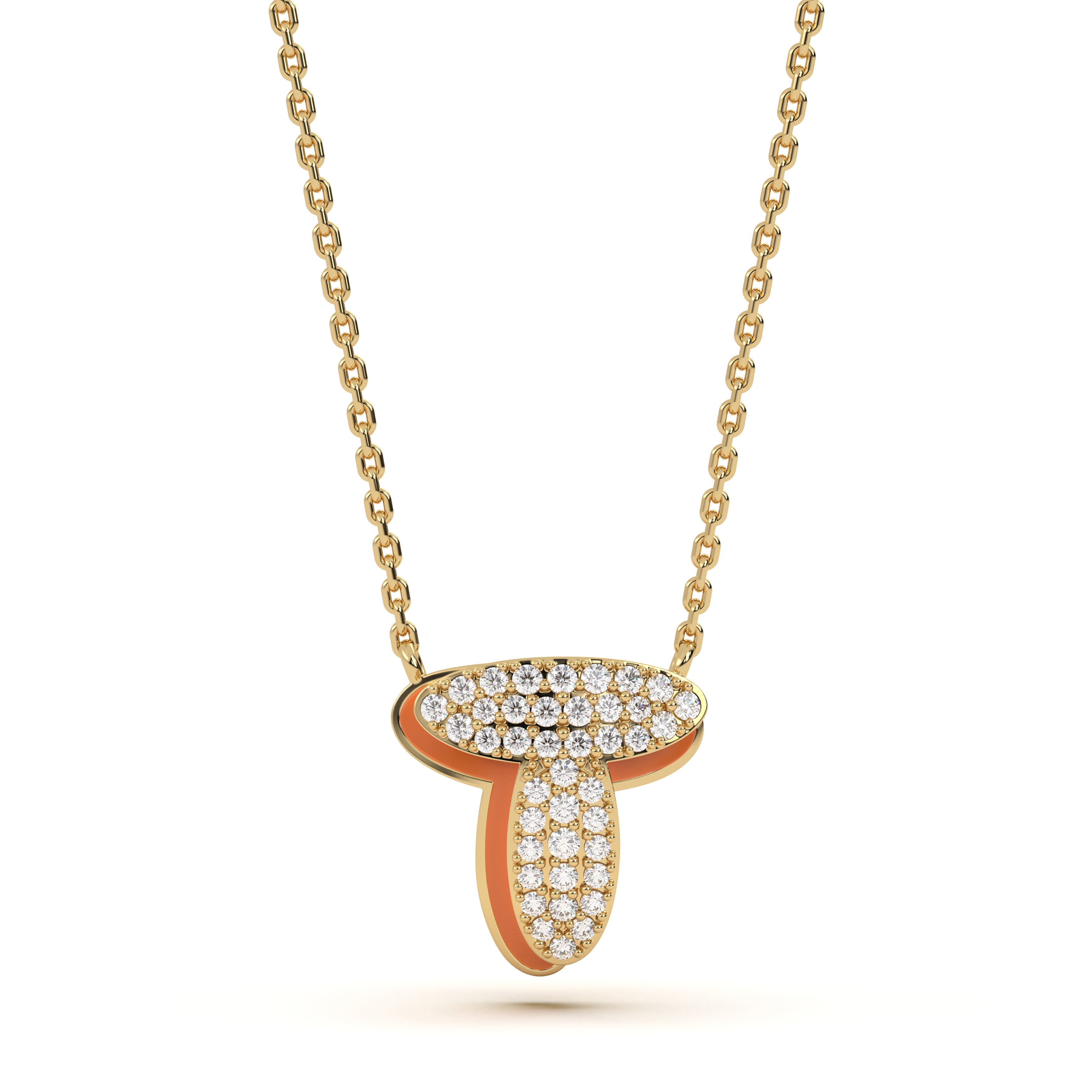 ‘T’ Diamond Enamel Pendant