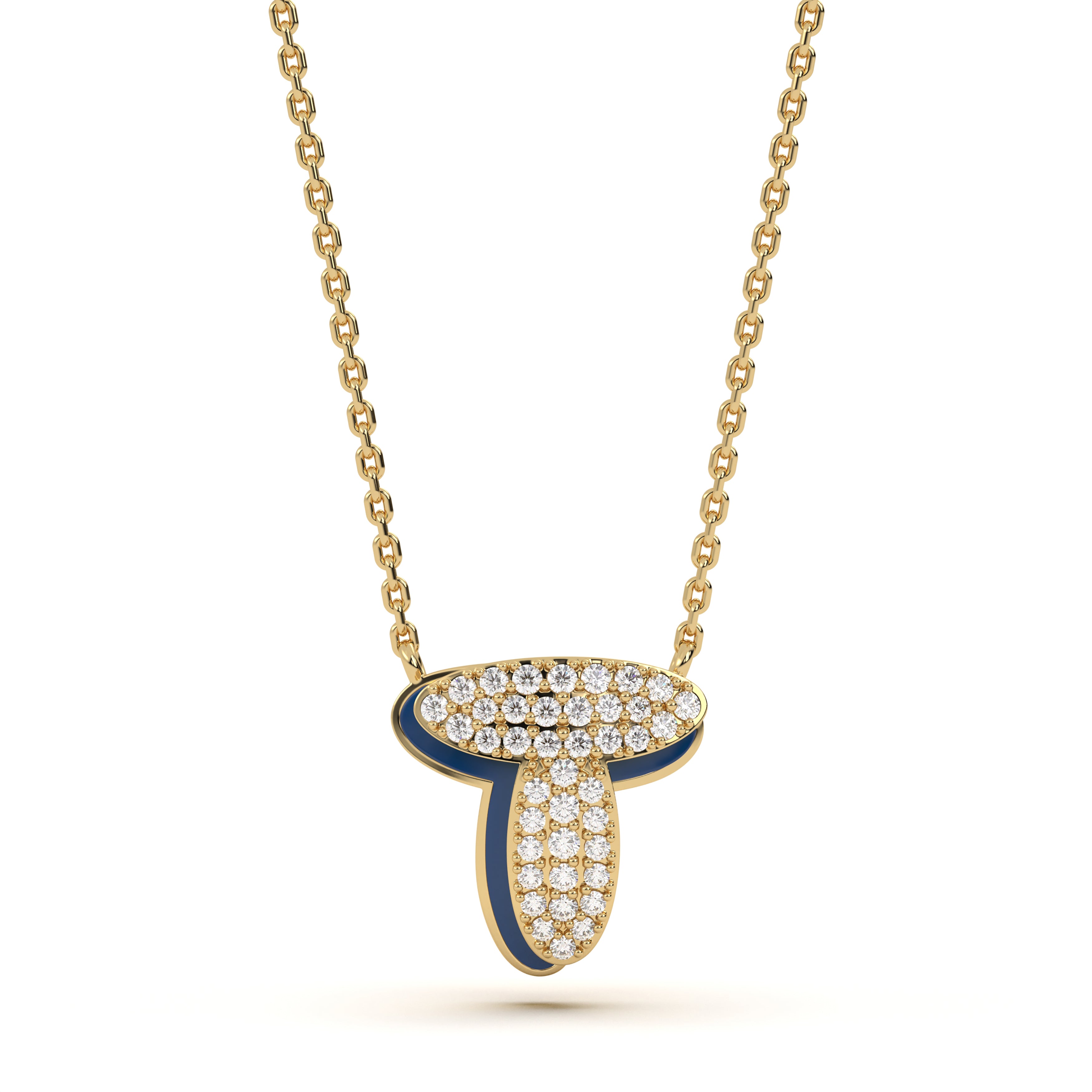 ‘T’ Diamond Enamel Pendant