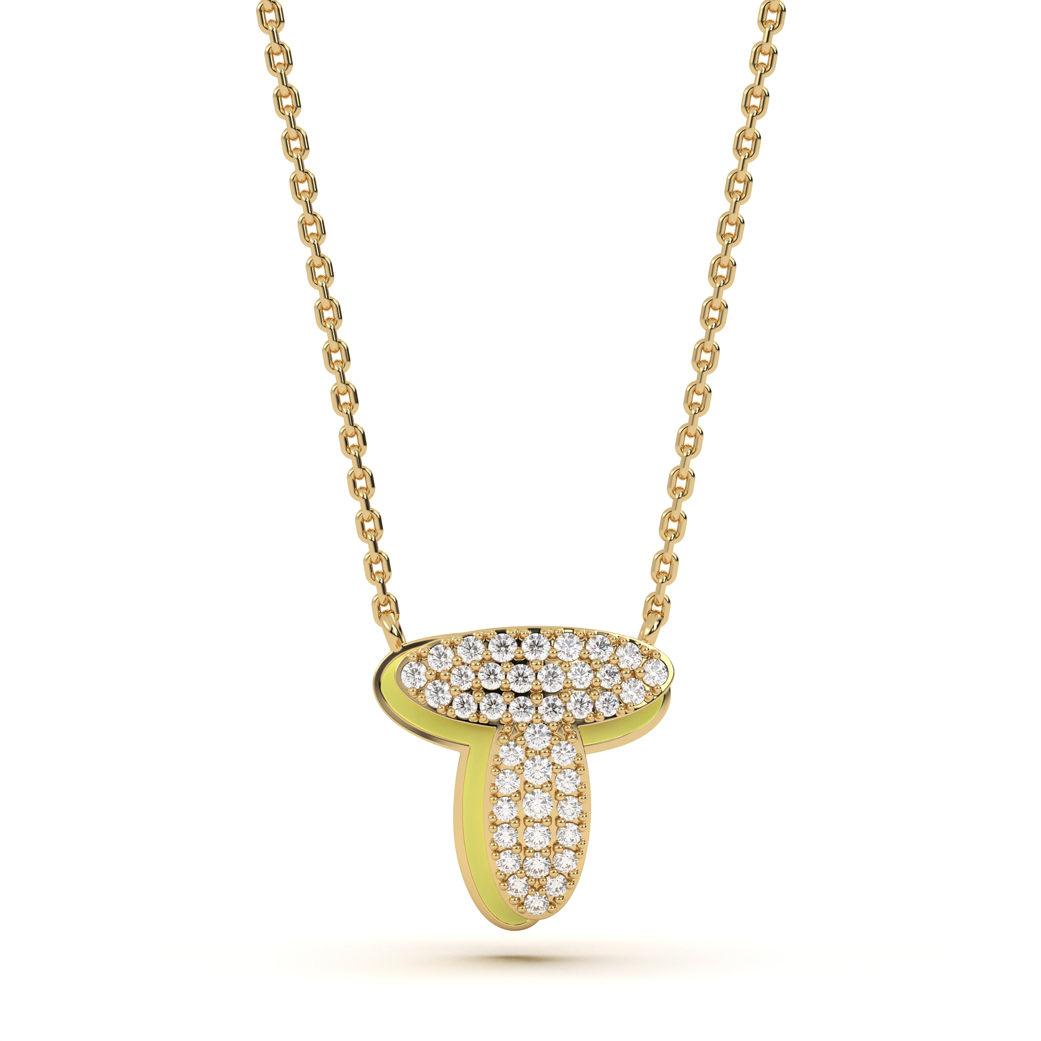 ‘T’ Diamond Enamel Pendant