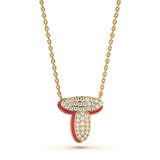 ‘T’ Diamond Enamel Pendant
