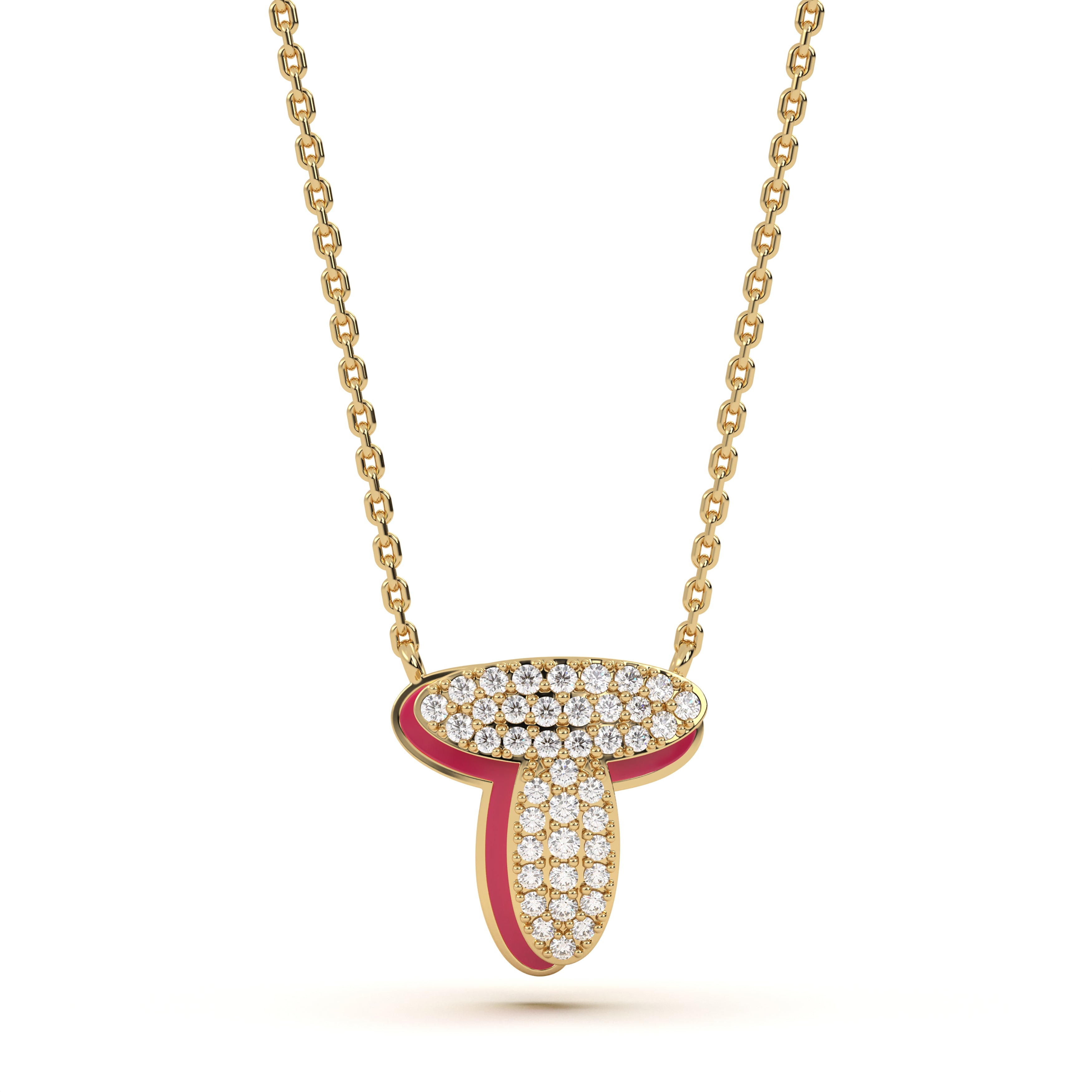 ‘T’ Diamond Enamel Pendant