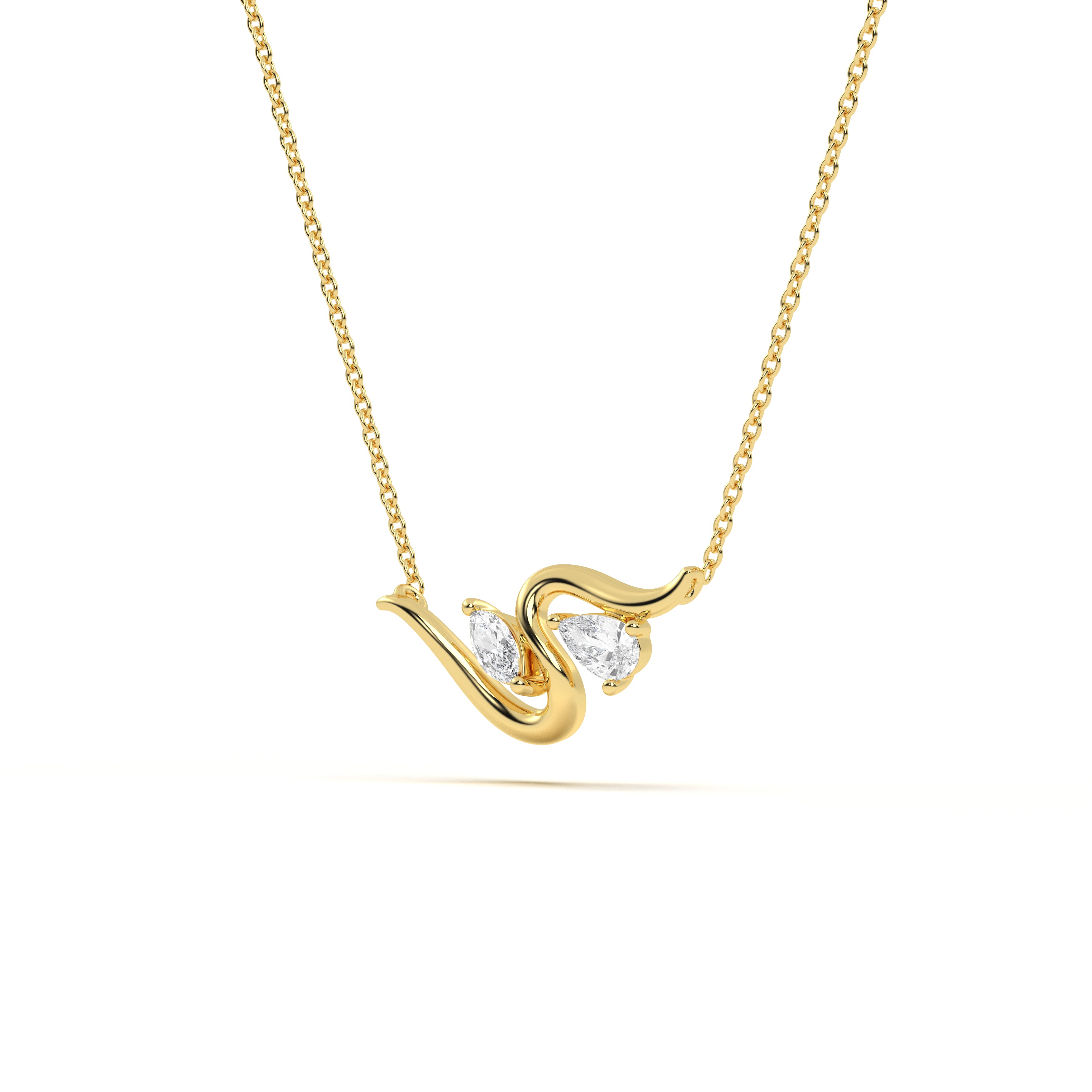 Wave Diamond Leher Pendant