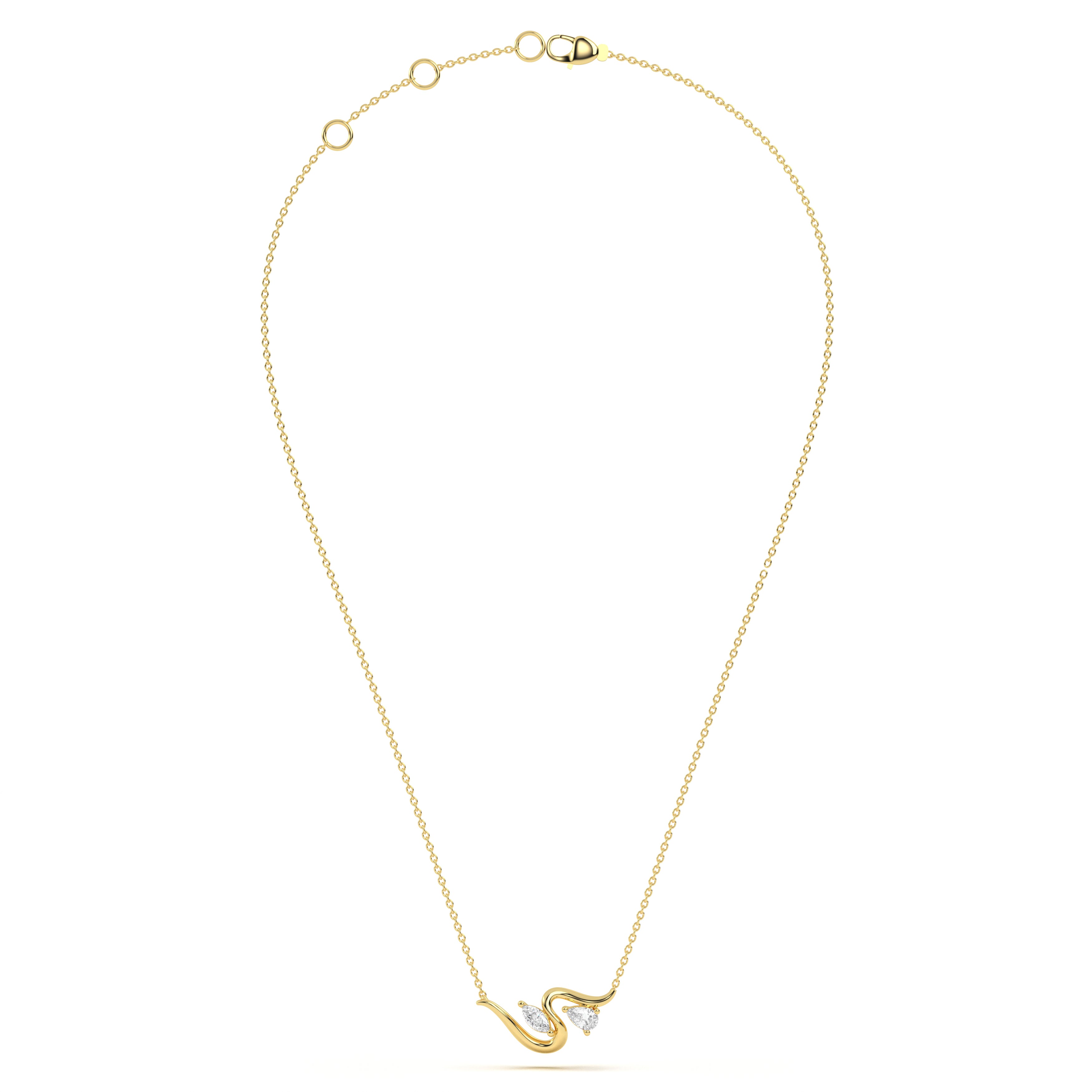 Wave Diamond Leher Pendant