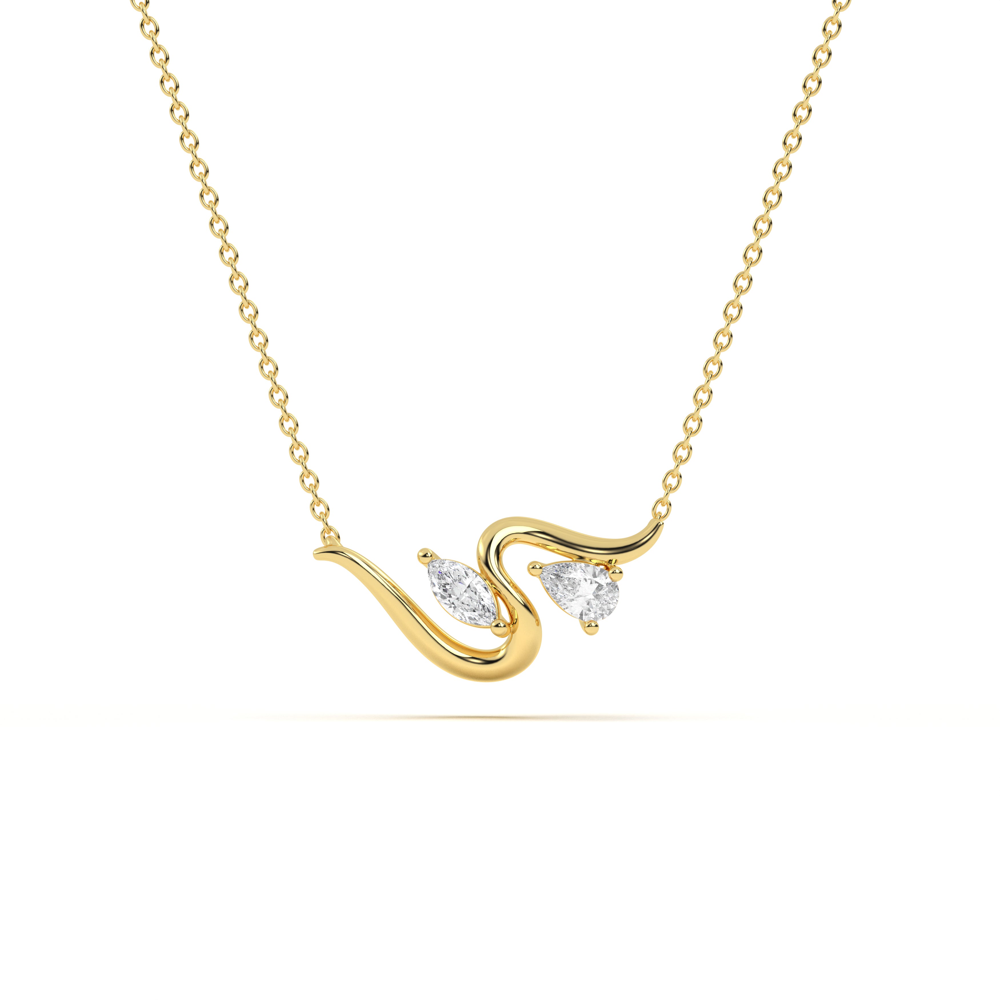 Wave Diamond Leher Pendant