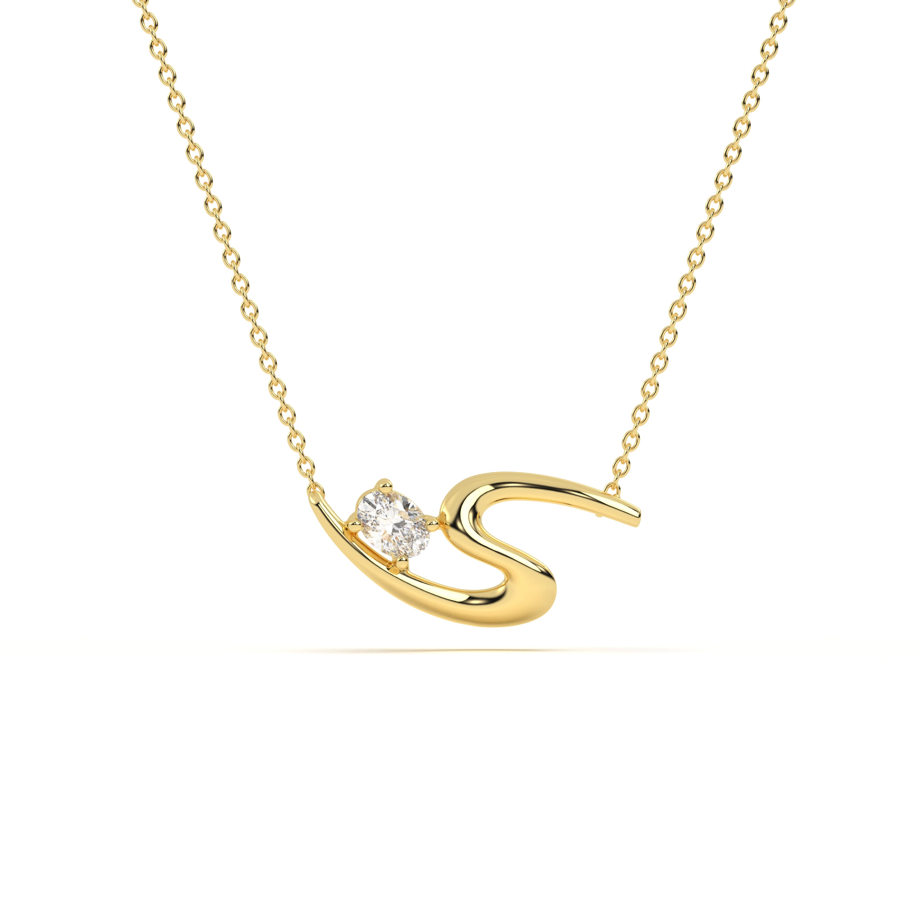Oval Diamond Leher Pendant