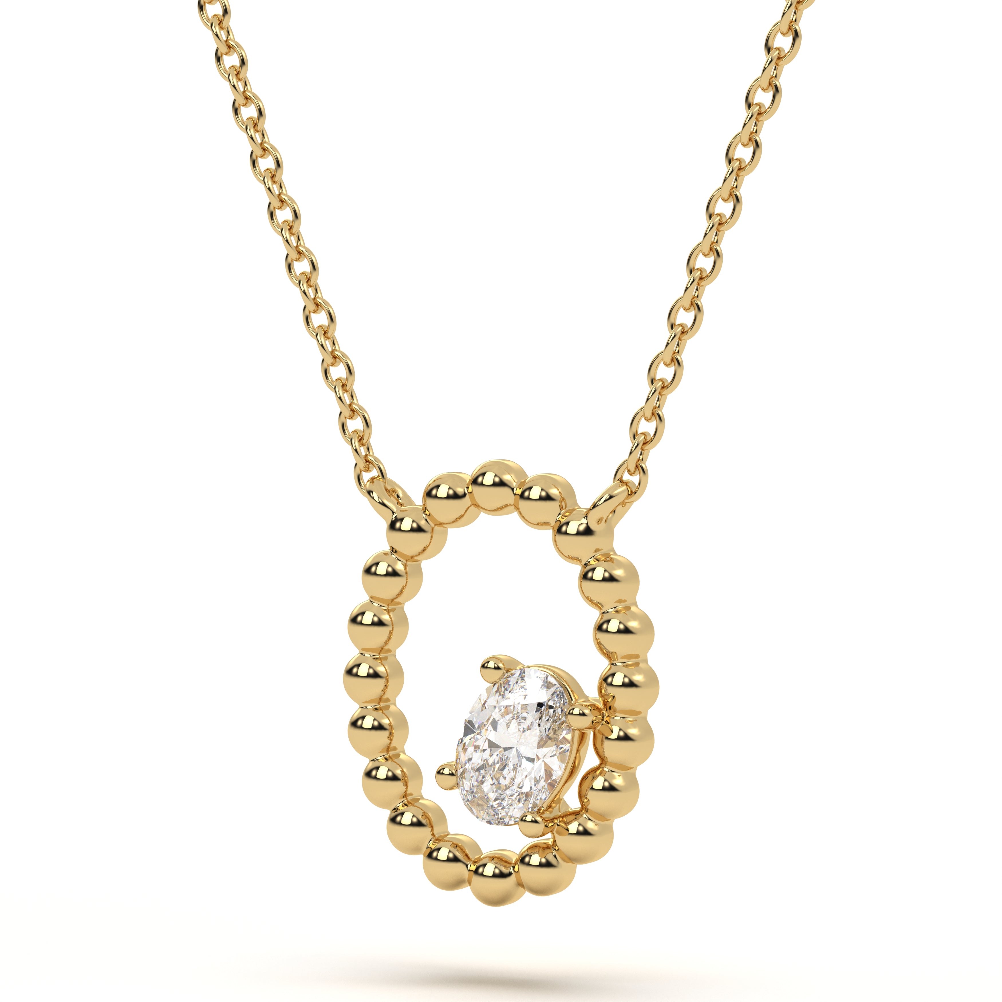 Oval Solitaire Diamond Pendant