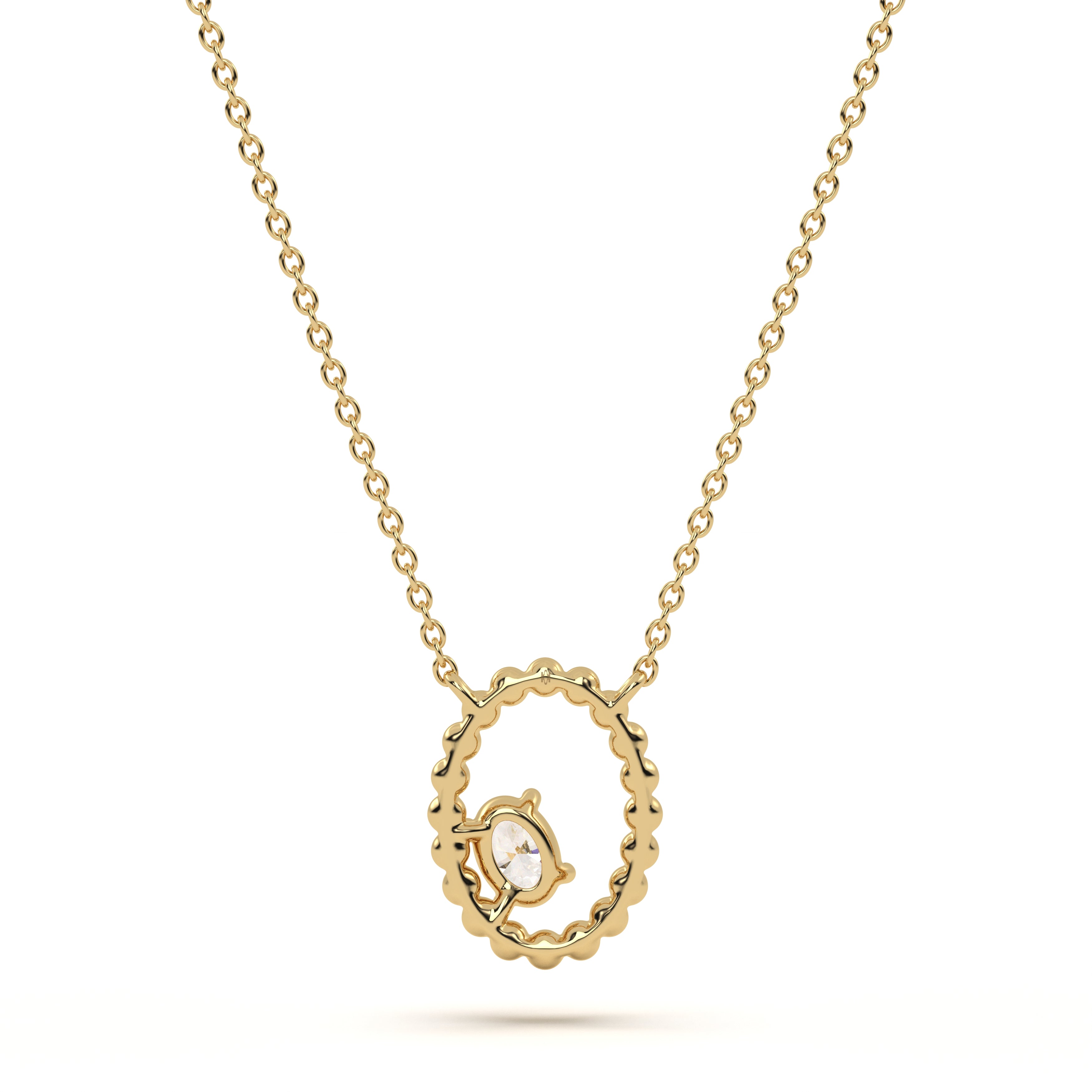 Oval Solitaire Diamond Pendant