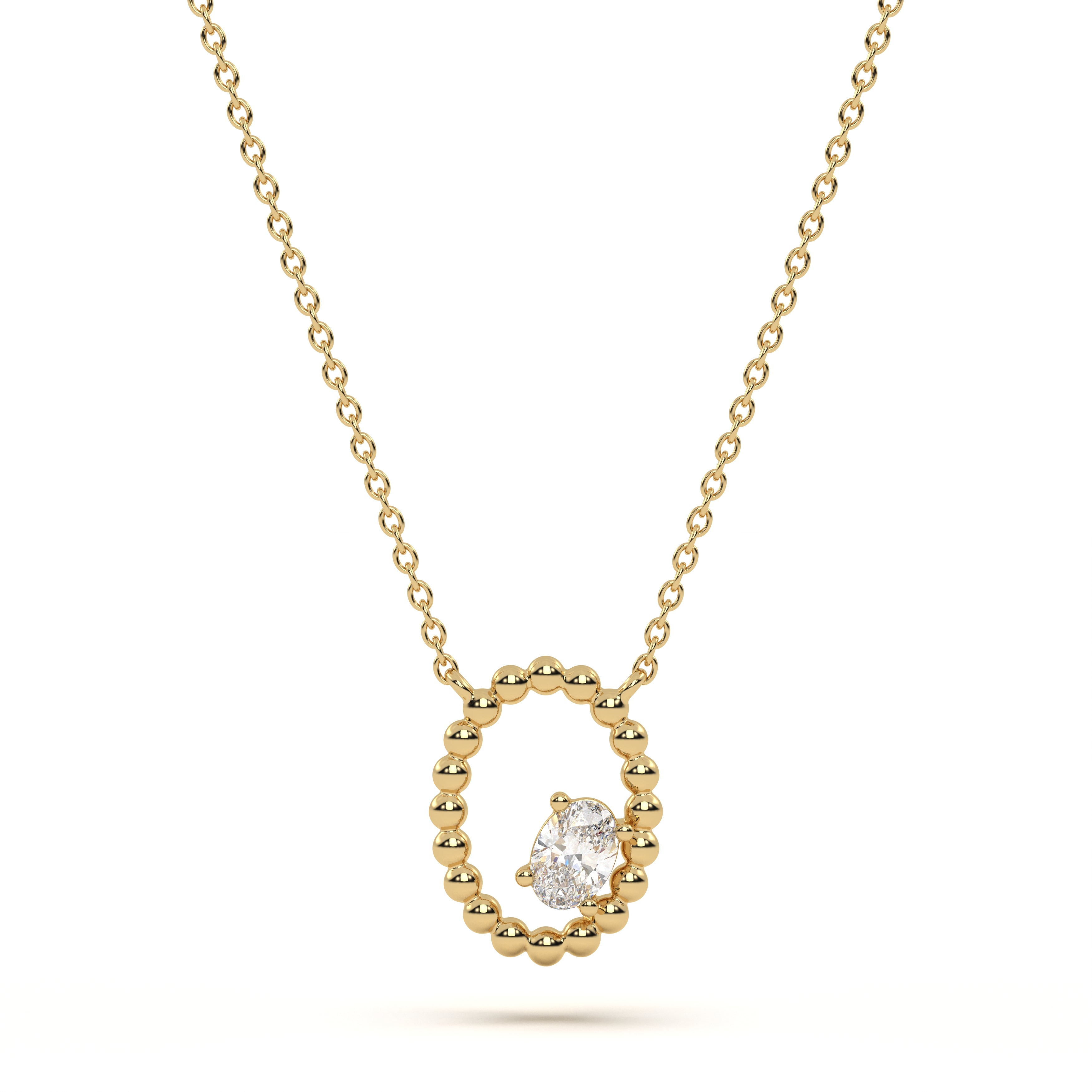 Oval Solitaire Diamond Pendant