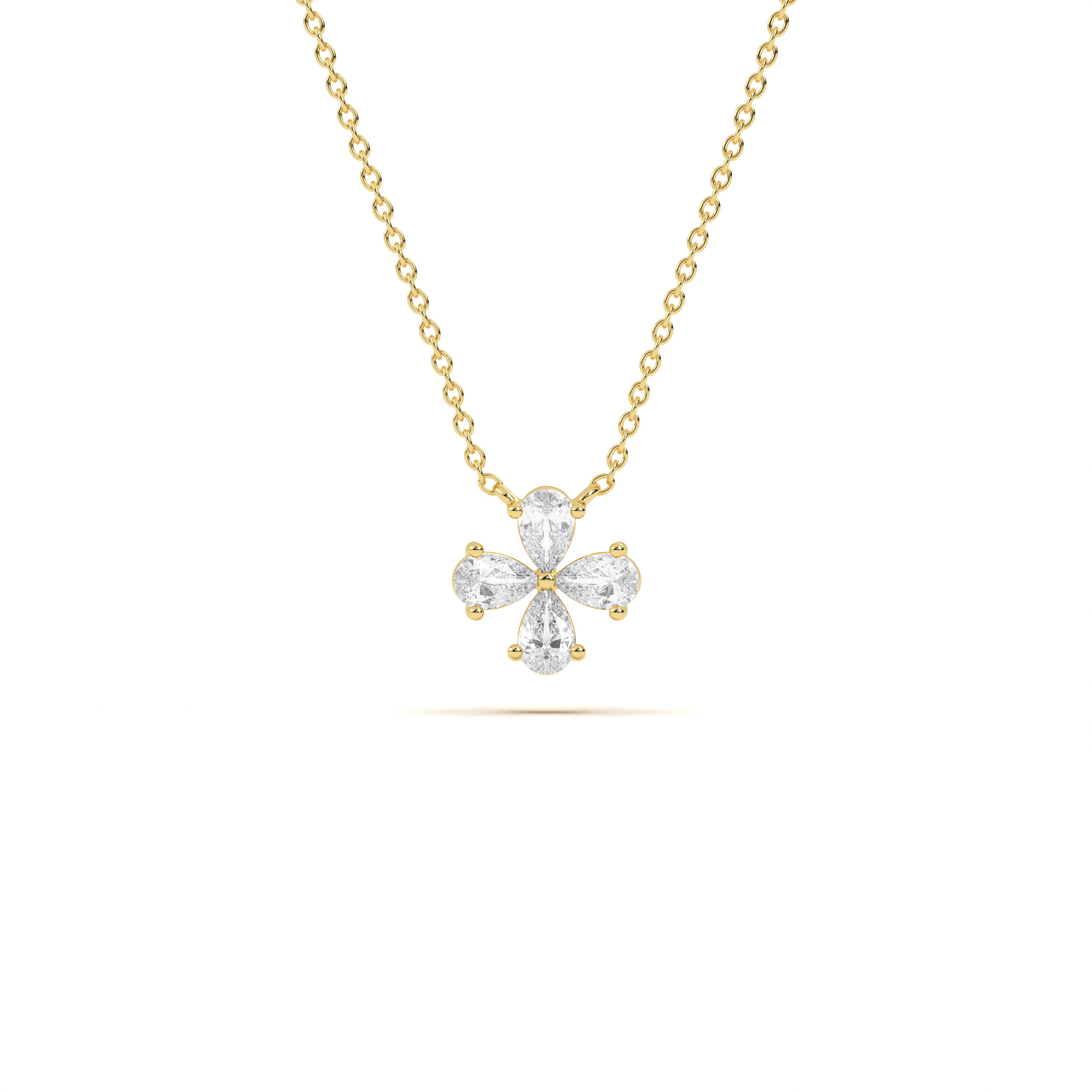 Pear Diamond Floral Pendant