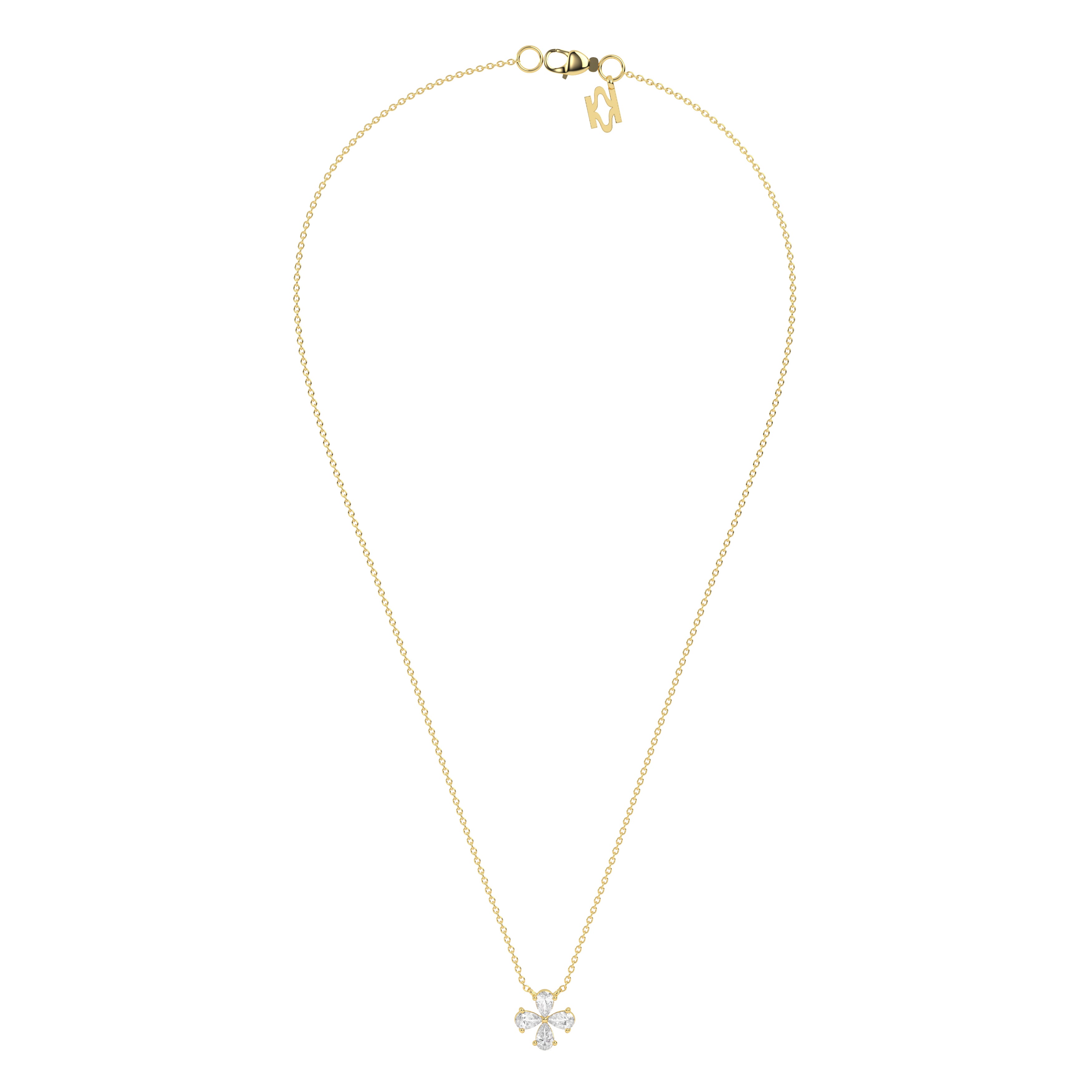 Pear Diamond Floral Pendant