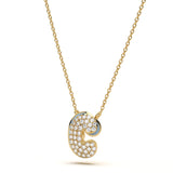 ‘C’ Diamond Enamel Pendant