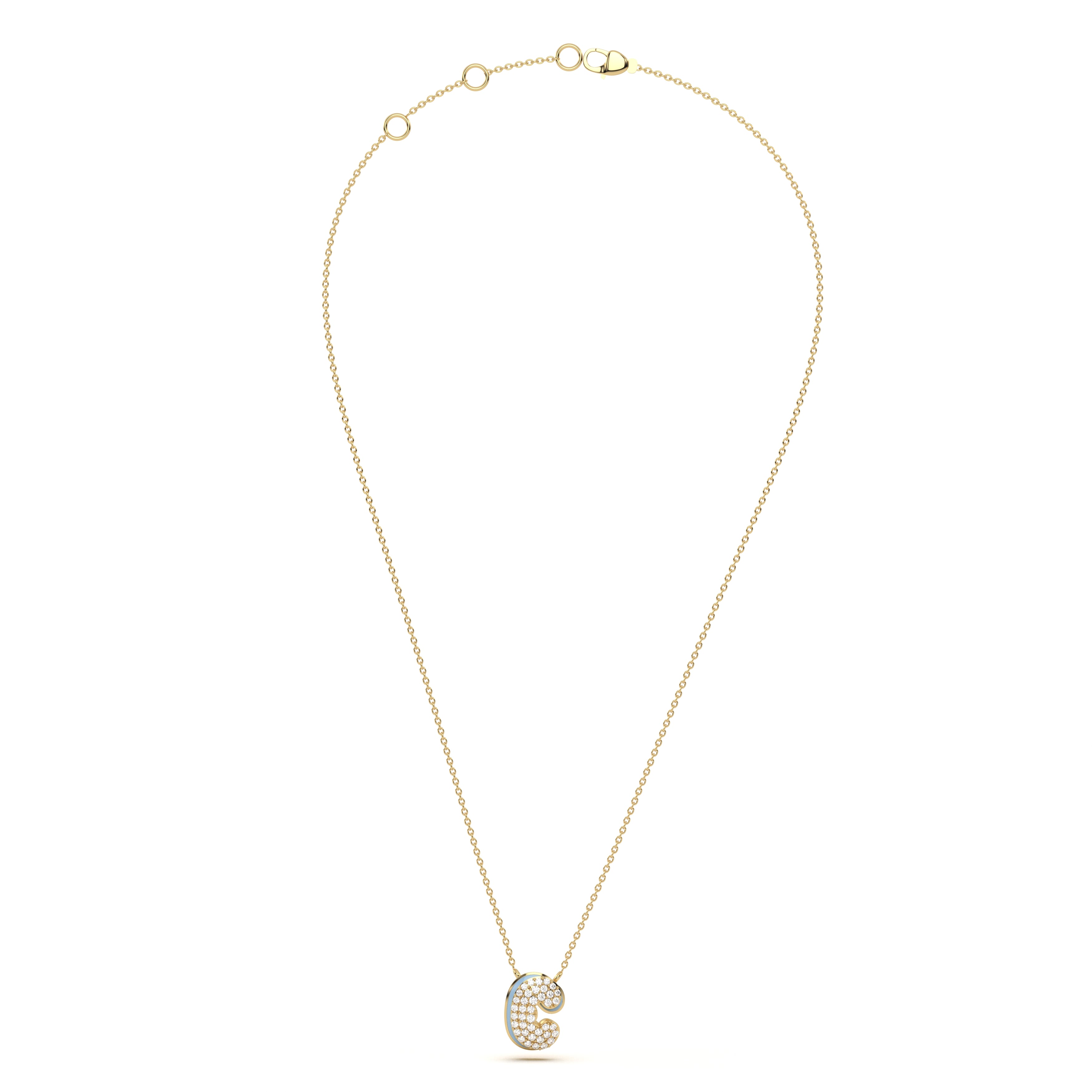 ‘C’ Diamond Enamel Pendant