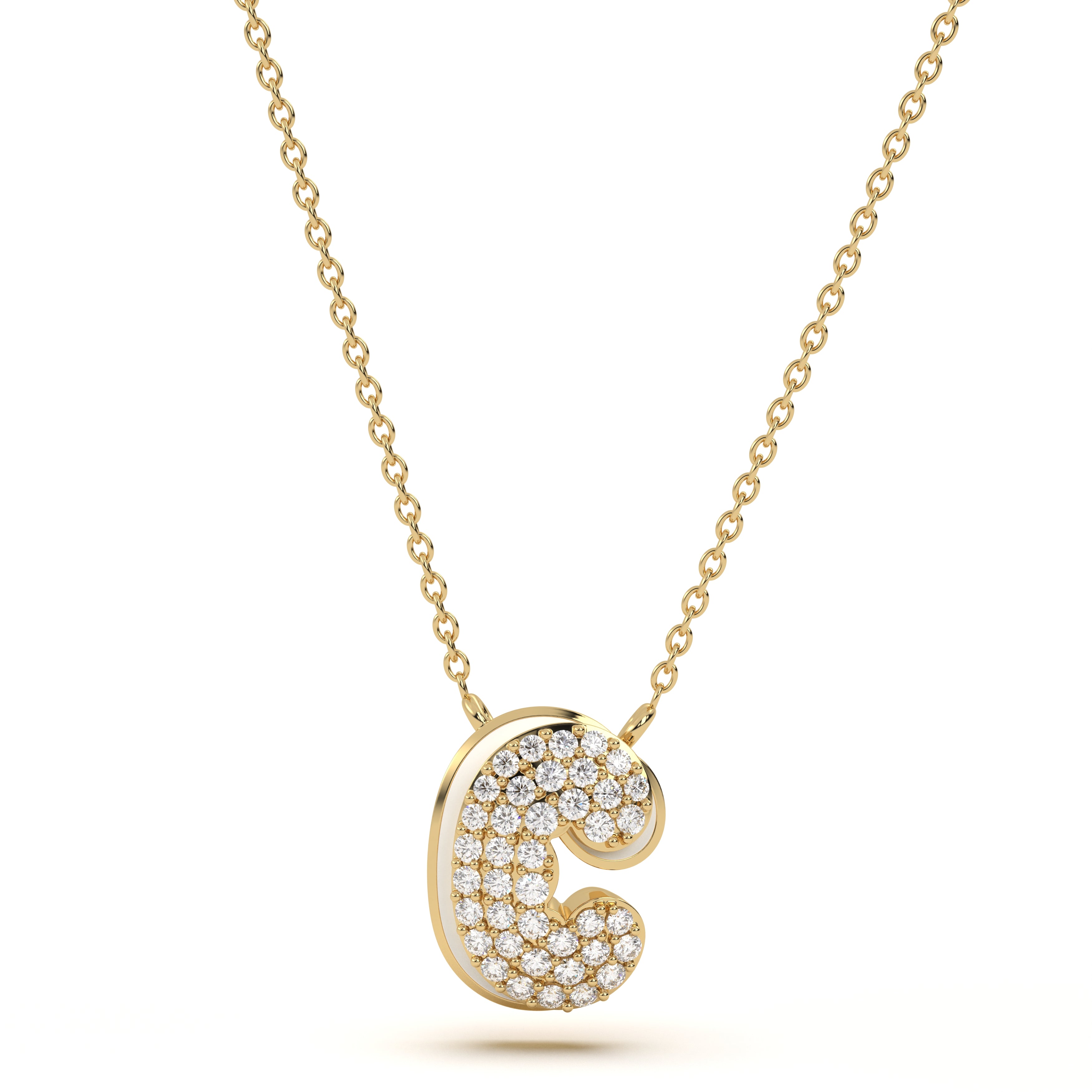 ‘C’ Diamond Enamel Pendant