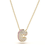 ‘C’ Diamond Enamel Pendant