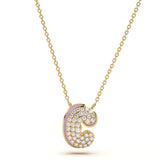 ‘C’ Diamond Enamel Pendant