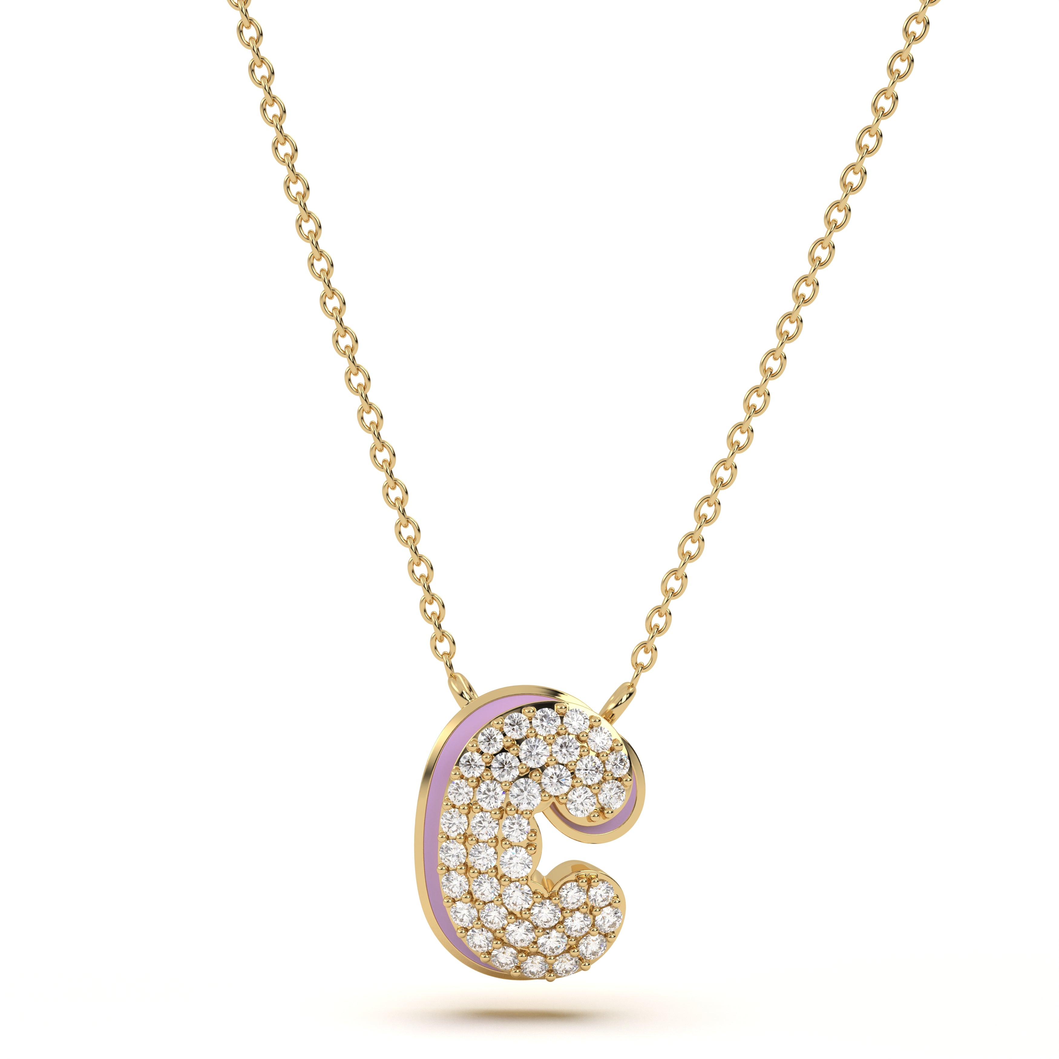 ‘C’ Diamond Enamel Pendant