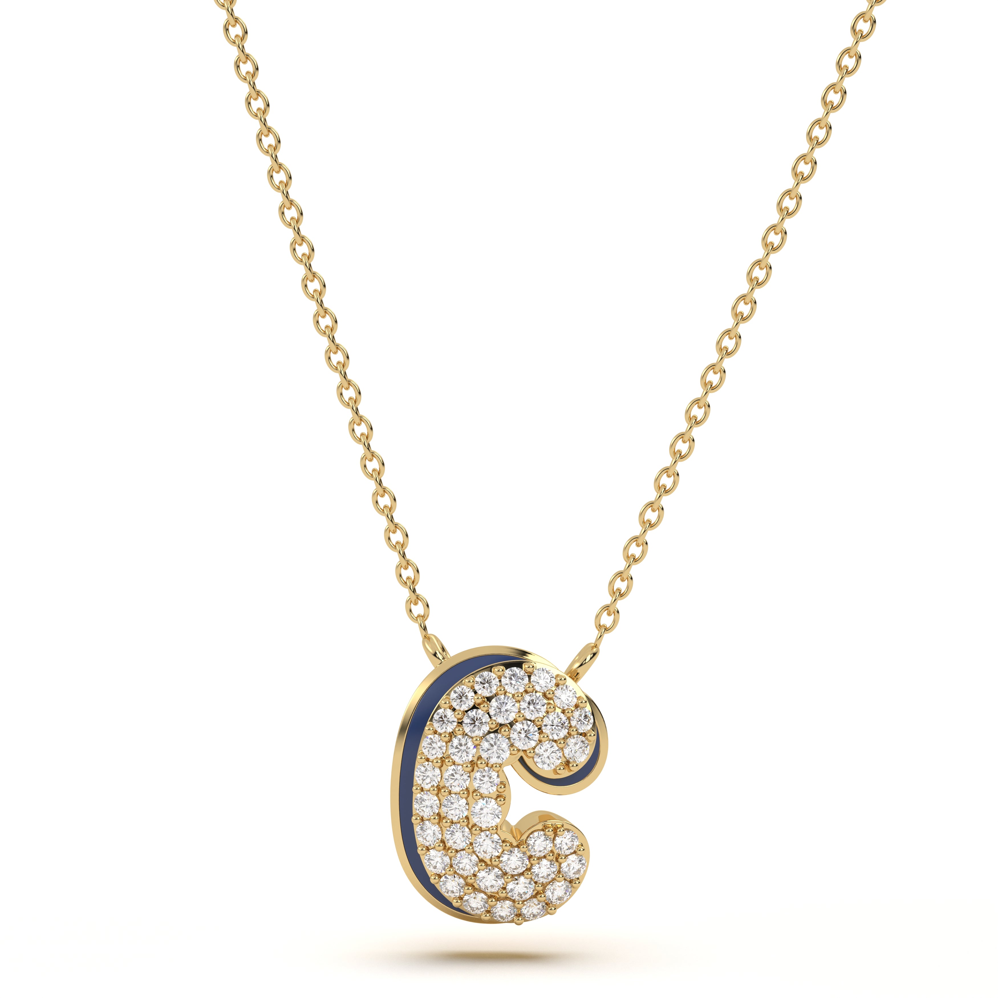 ‘C’ Diamond Enamel Pendant