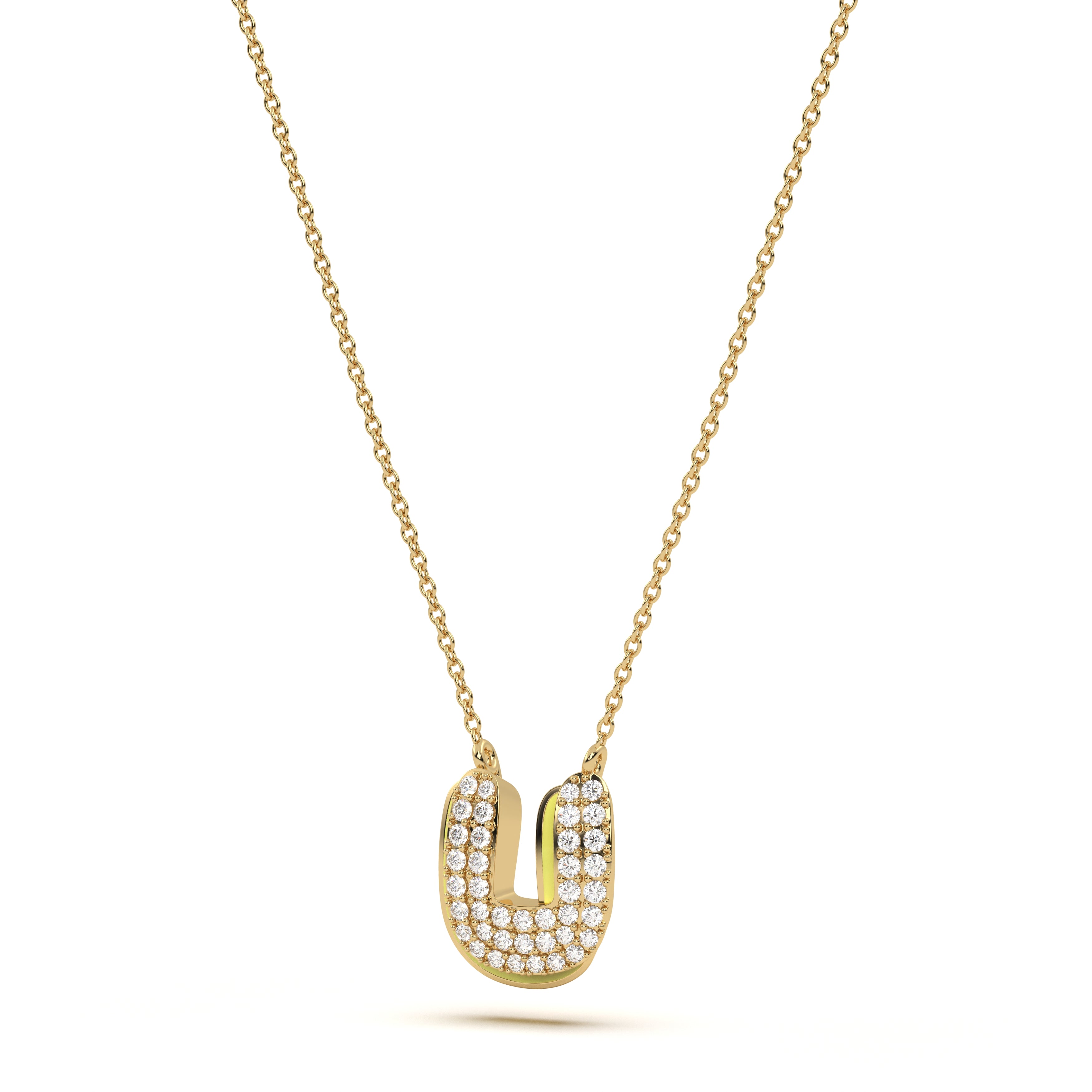 ‘U’ Diamond Enamel Pendant