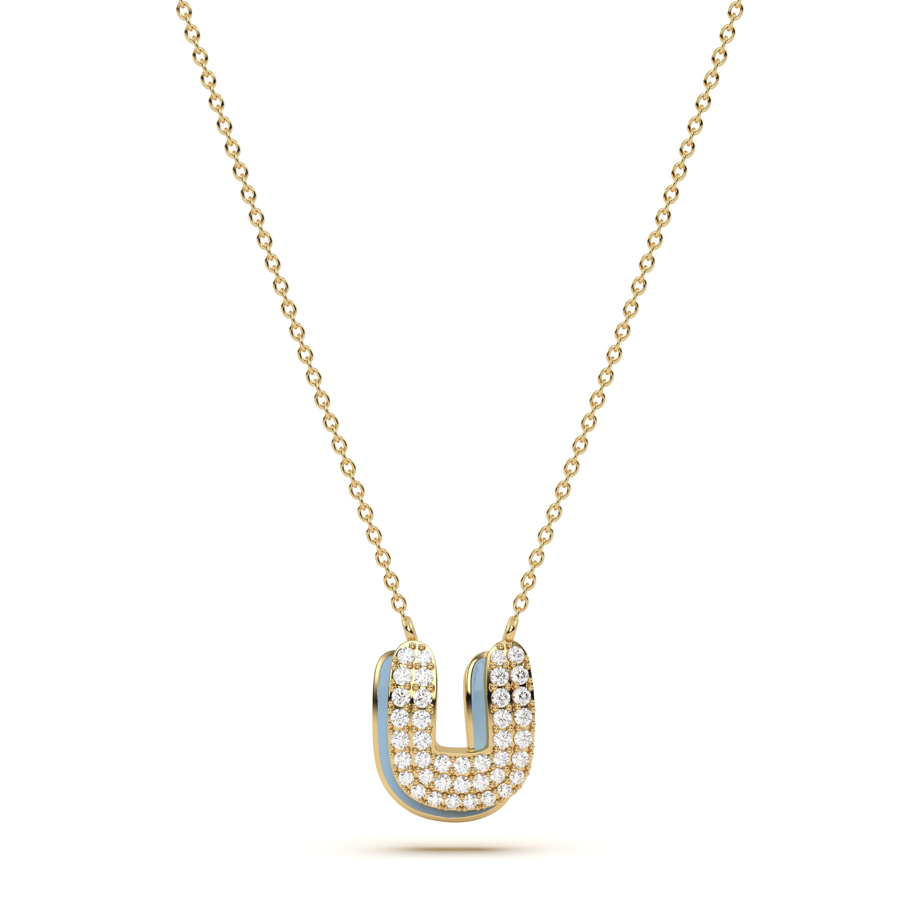 ‘U’ Diamond Enamel Pendant
