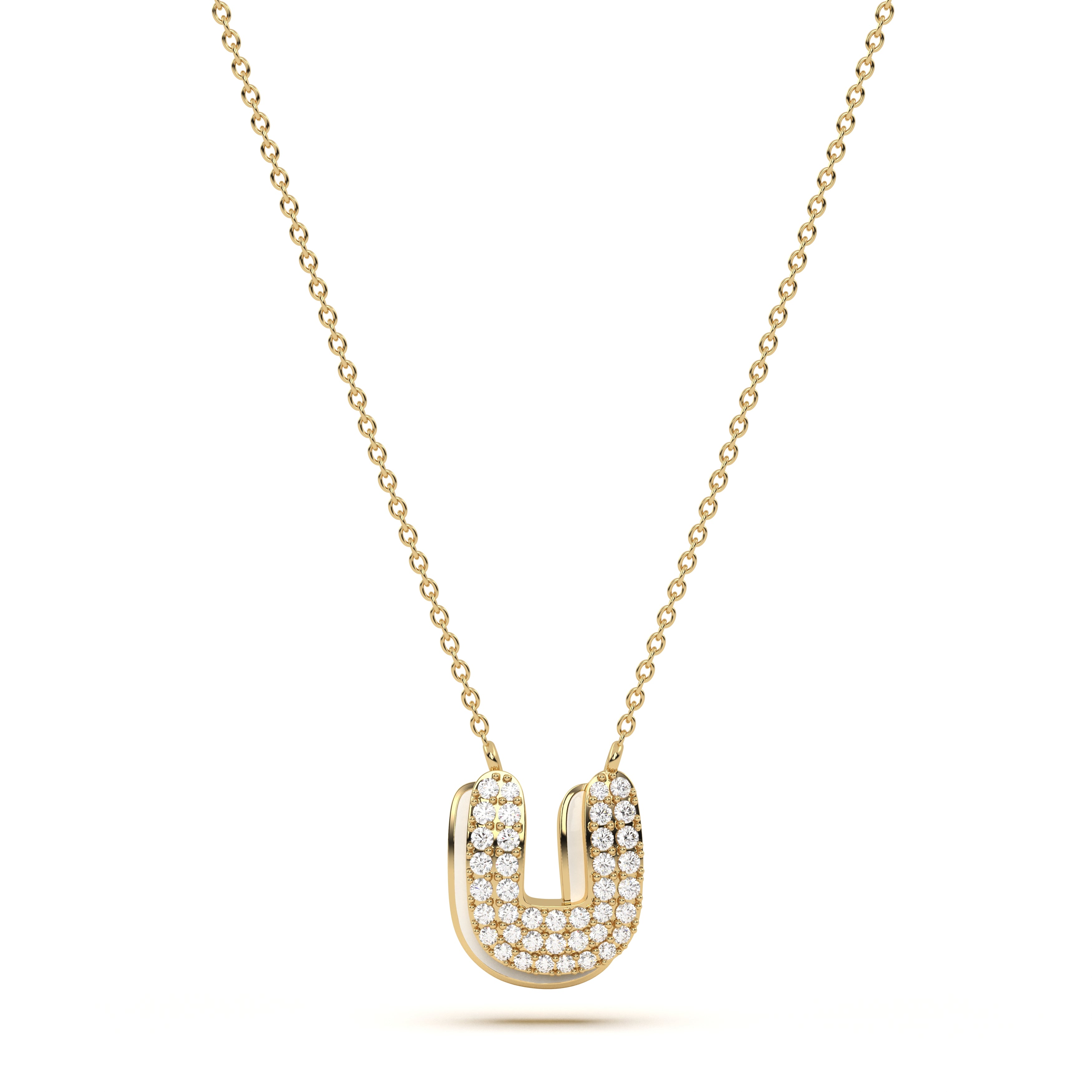 ‘U’ Diamond Enamel Pendant